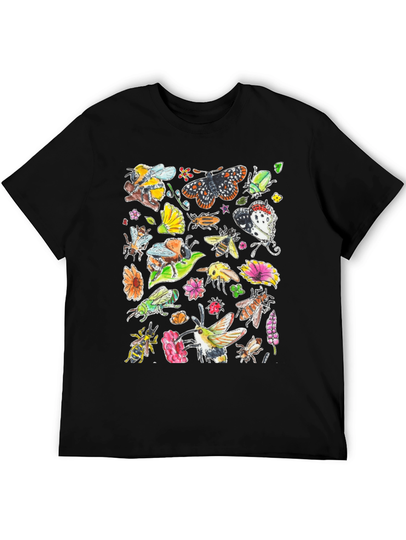 Nature Insects Black T-Shirt