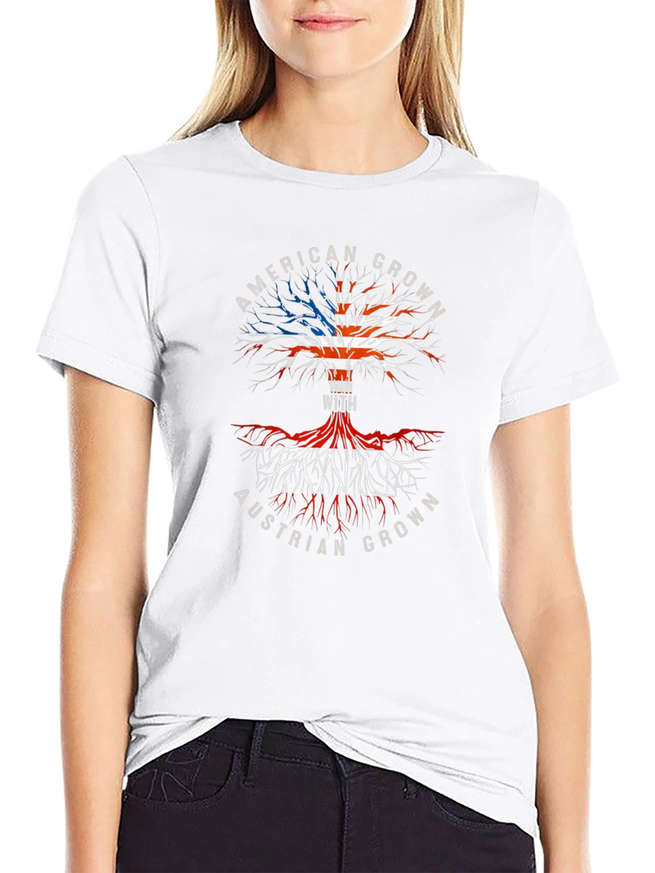 American Austrian Roots Tree Graphic T-Shirt