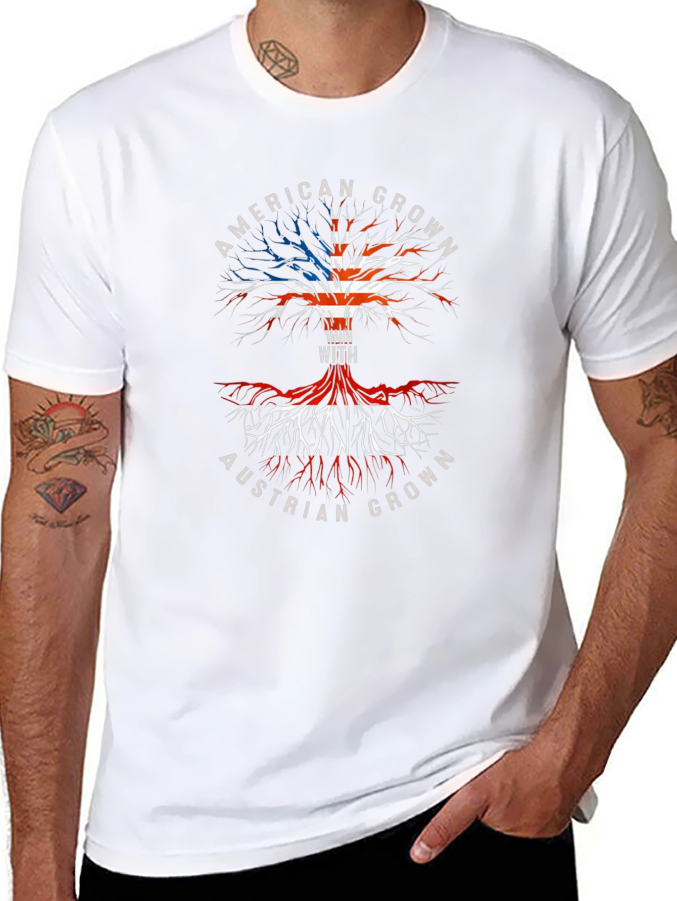 American Austrian Roots Tree Graphic T-Shirt