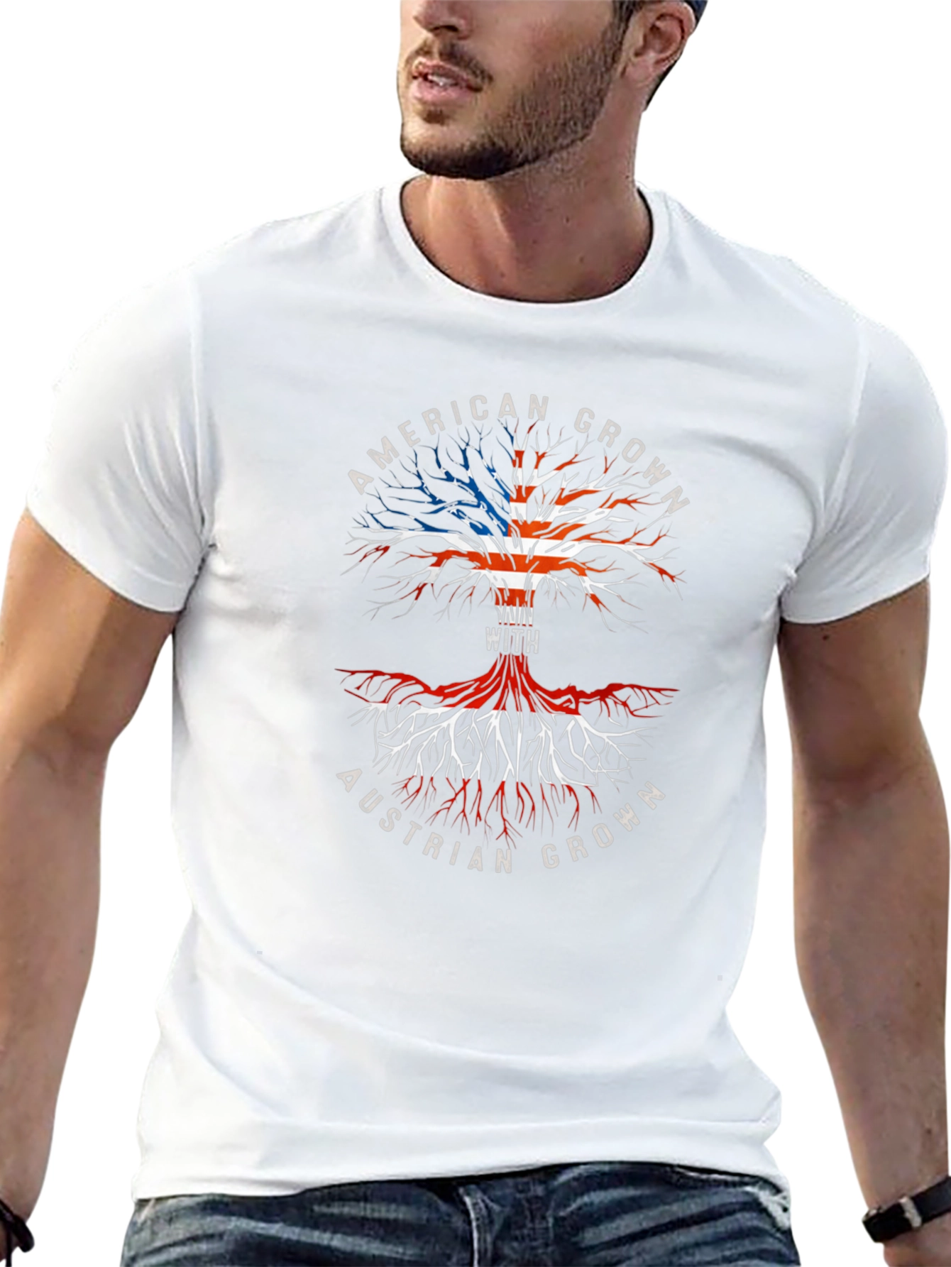 American Austrian Roots Tree Graphic T-Shirt