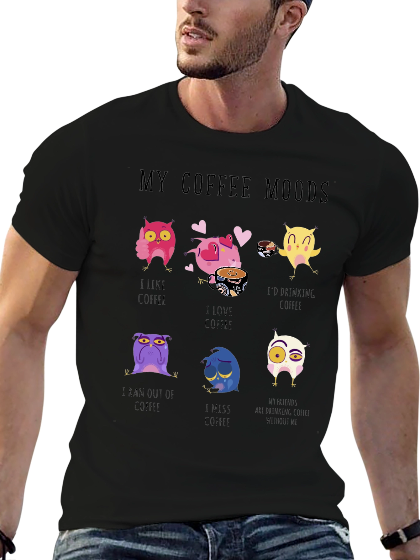 My Coffee Moods Graphic T-Shirt - Owl Lover Edition