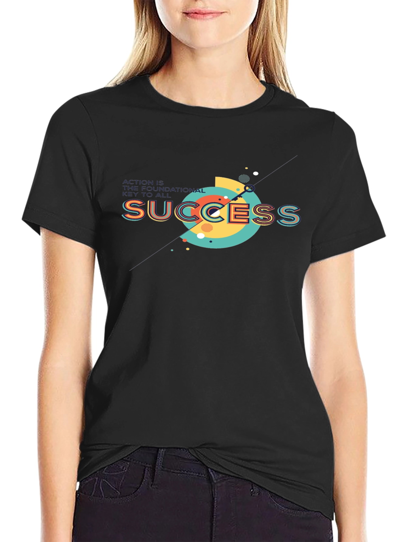 Success Graphic Print Black T-Shirt