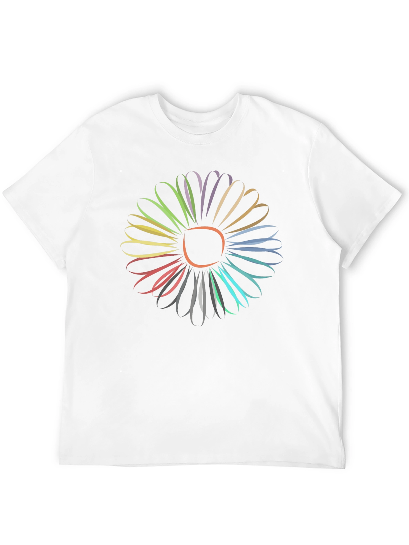 Vibrant Flower Graphic Tee - Stylish Mens Black T-Shirt