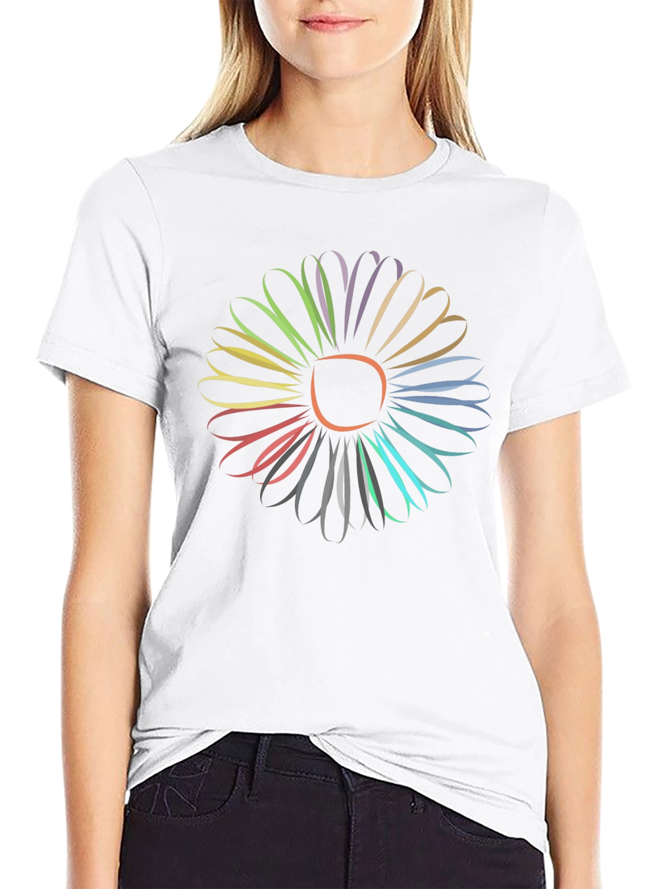 Vibrant Flower Graphic Tee - Stylish Mens Black T-Shirt