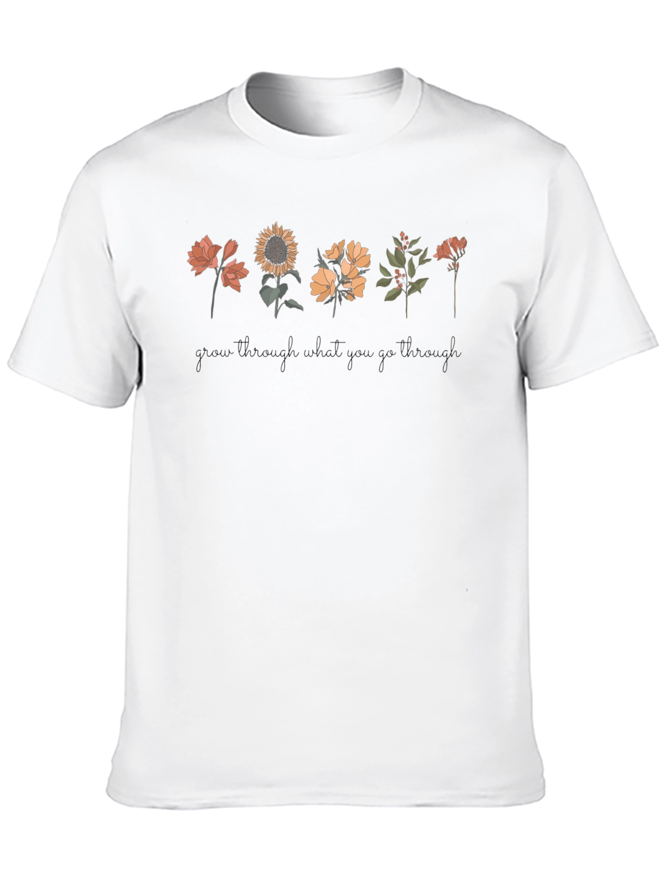 Floral Grow Through Black T-Shirt