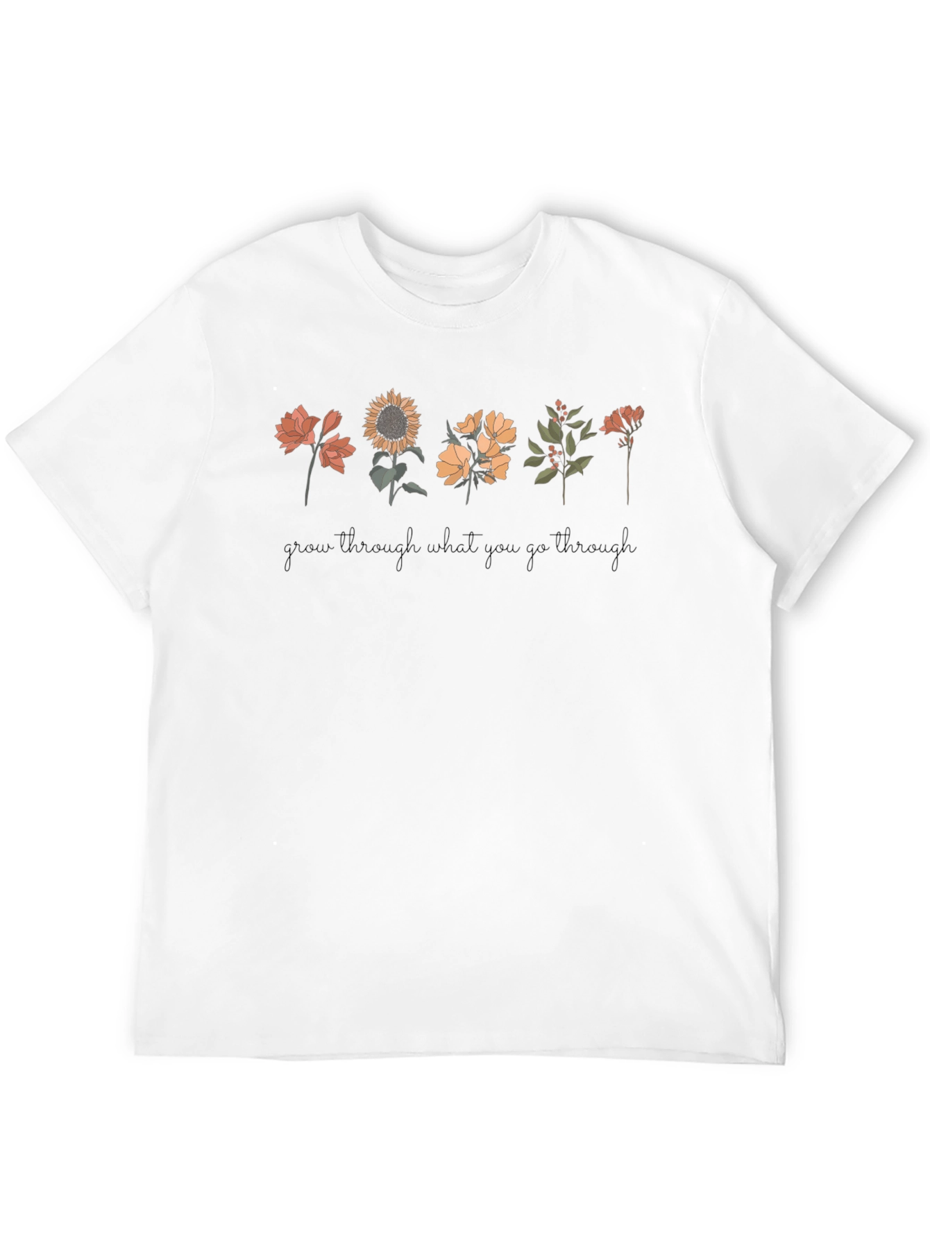 Floral Grow Through Black T-Shirt
