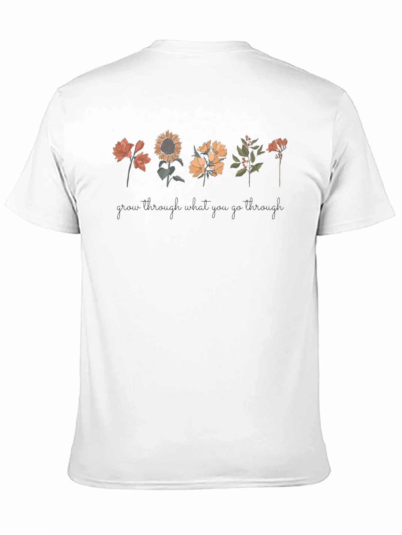 Floral Grow Through Black T-Shirt
