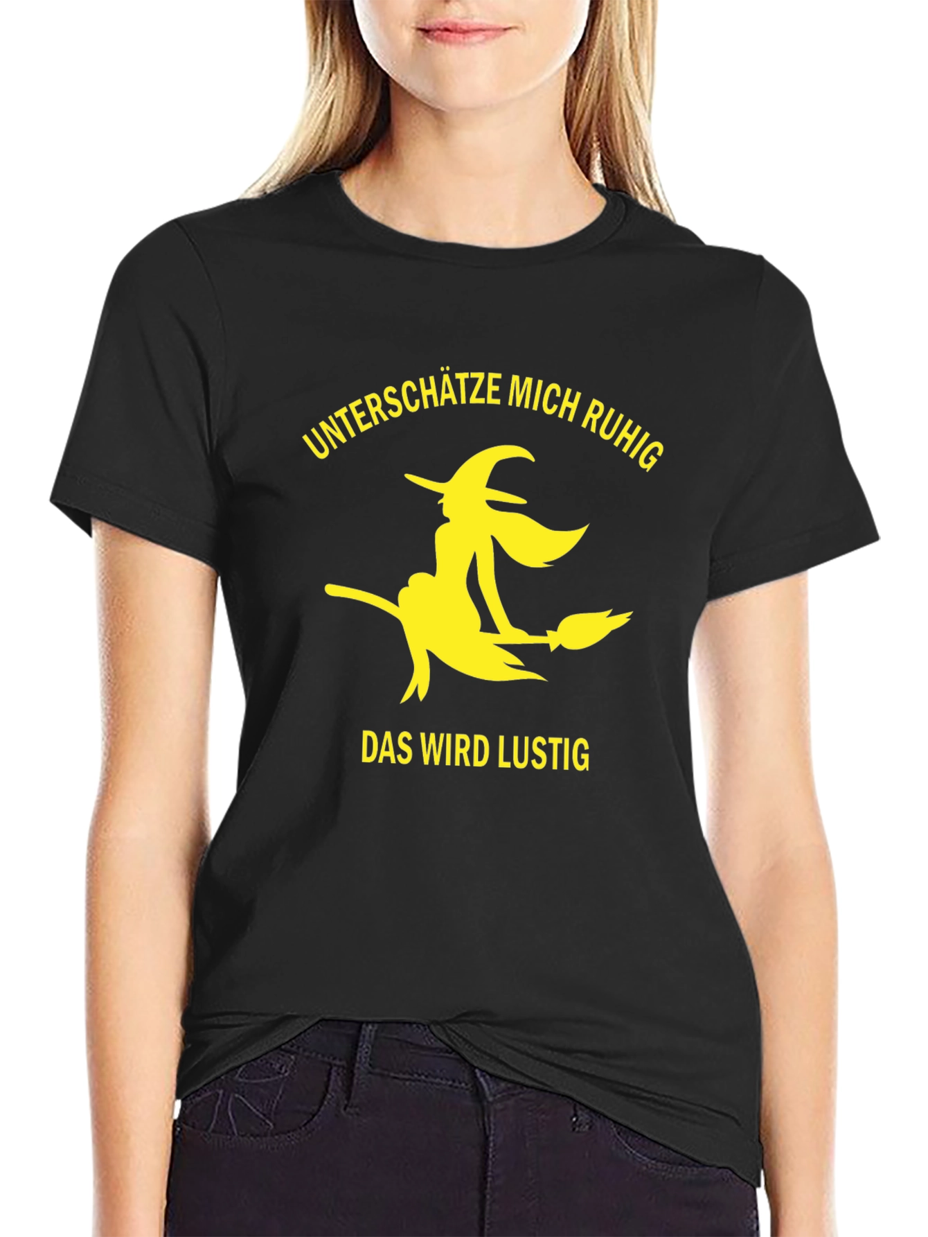 Witch Broomstick Graphic T-Shirt - Black