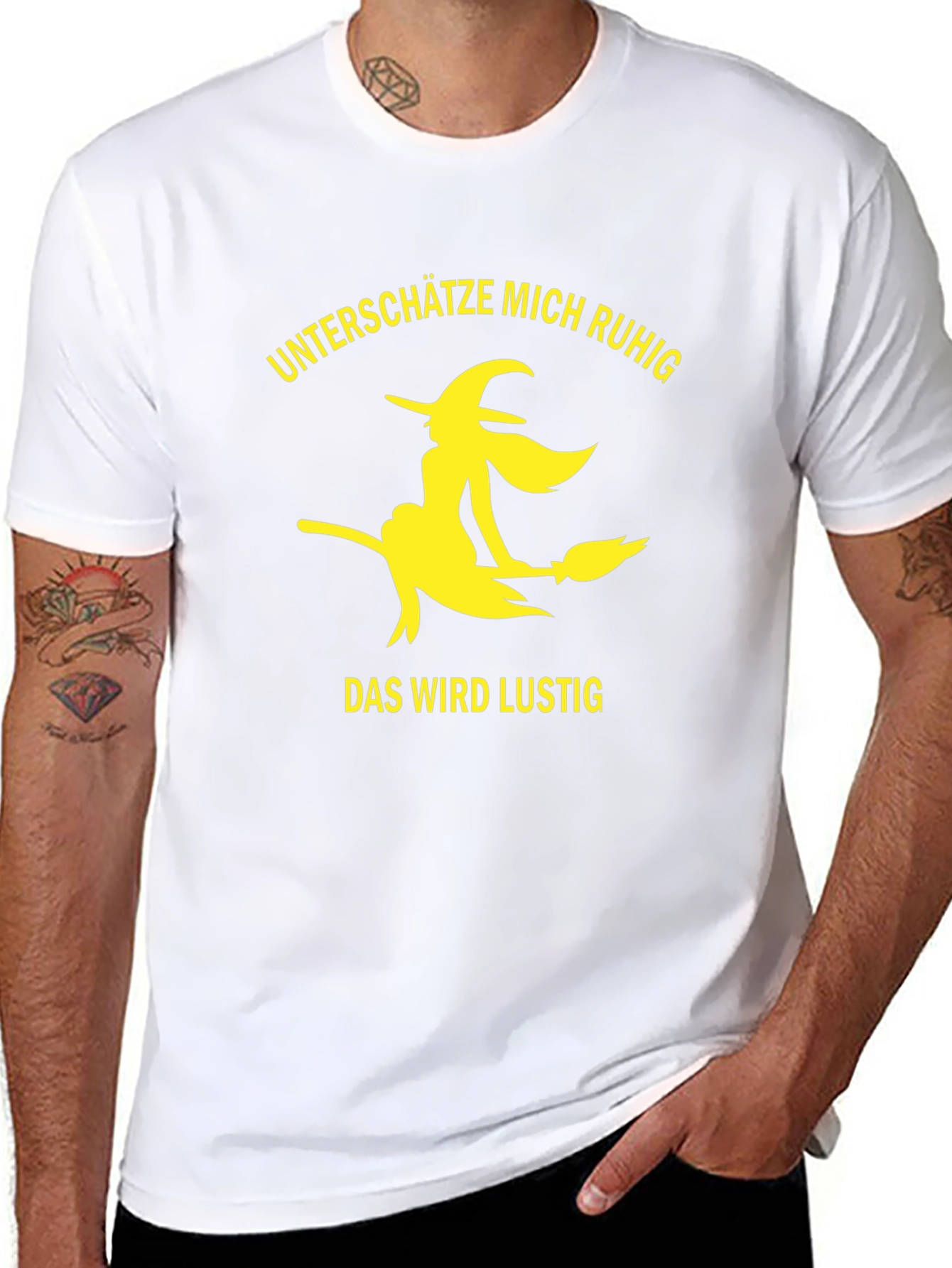 Witch Broomstick Graphic T-Shirt - Black