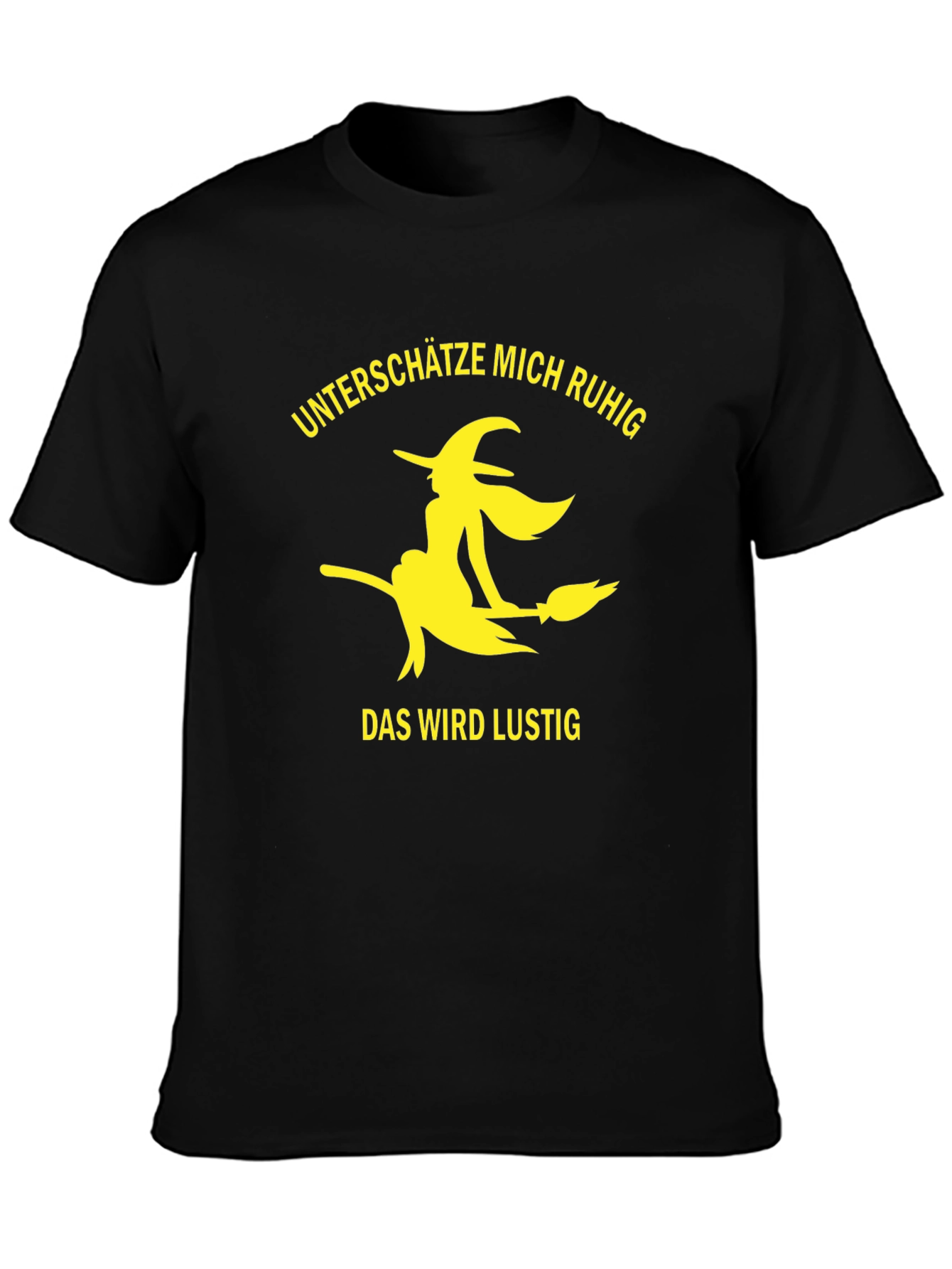 Witch Broomstick Graphic T-Shirt - Black