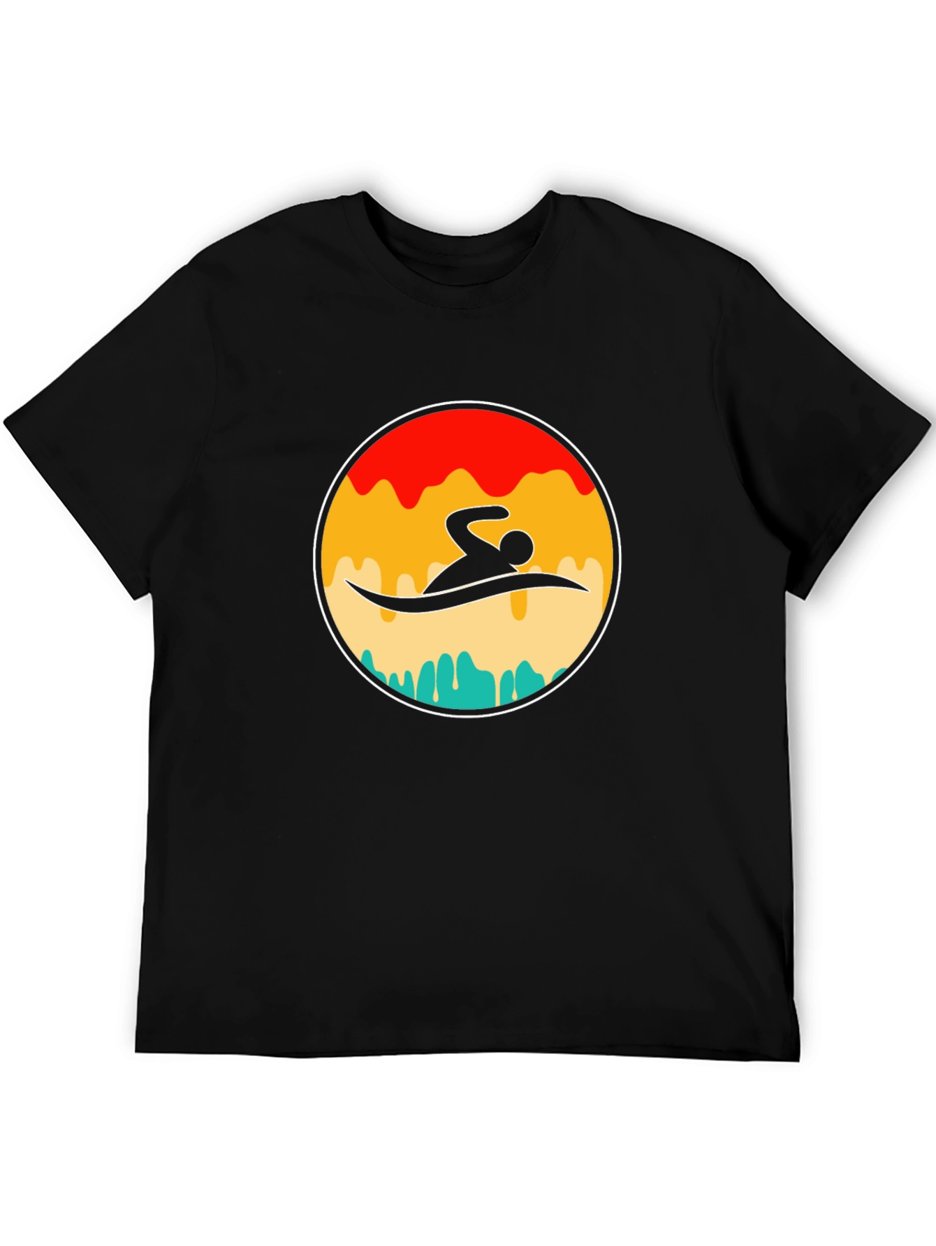 Swimmer Graphic Tee - Retro Style Black T-Shirt