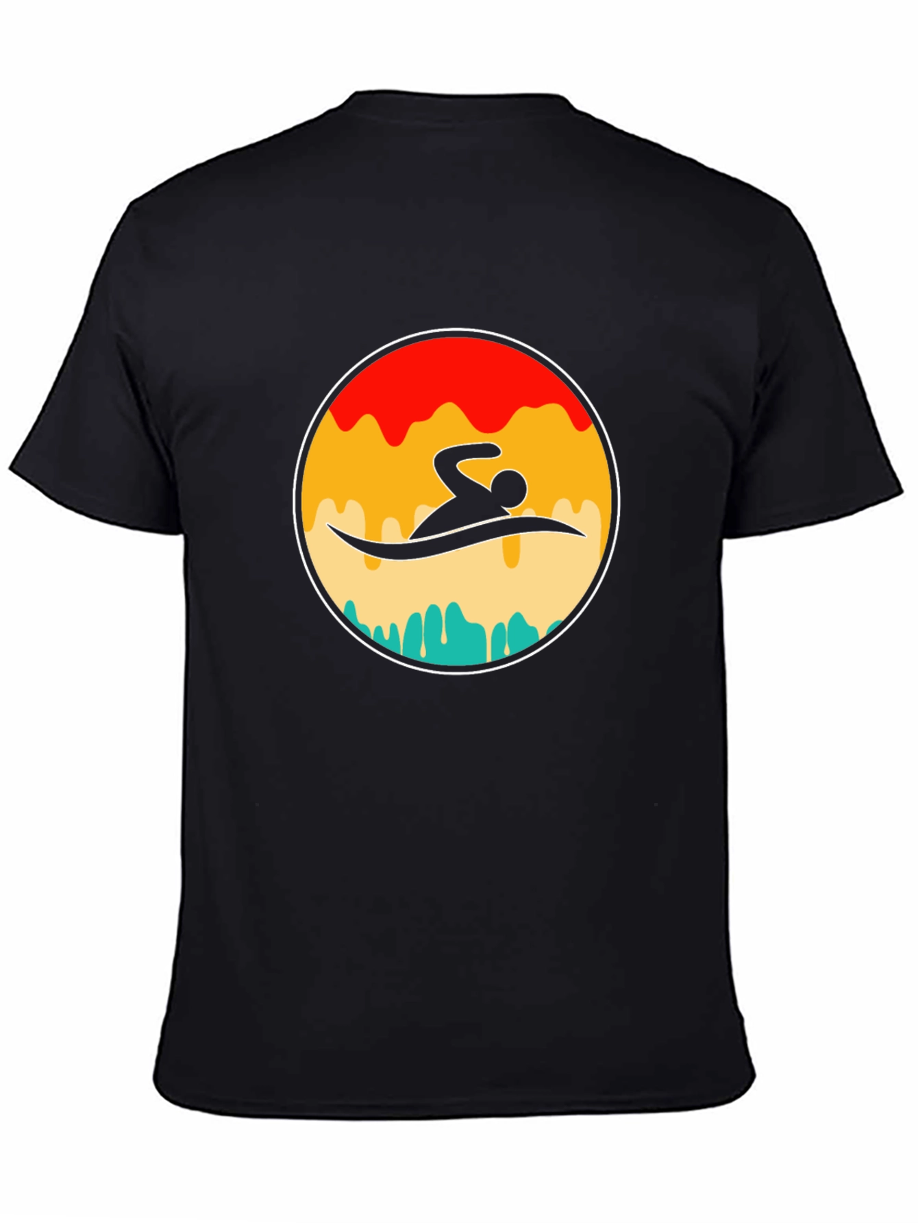 Swimmer Graphic Tee - Retro Style Black T-Shirt