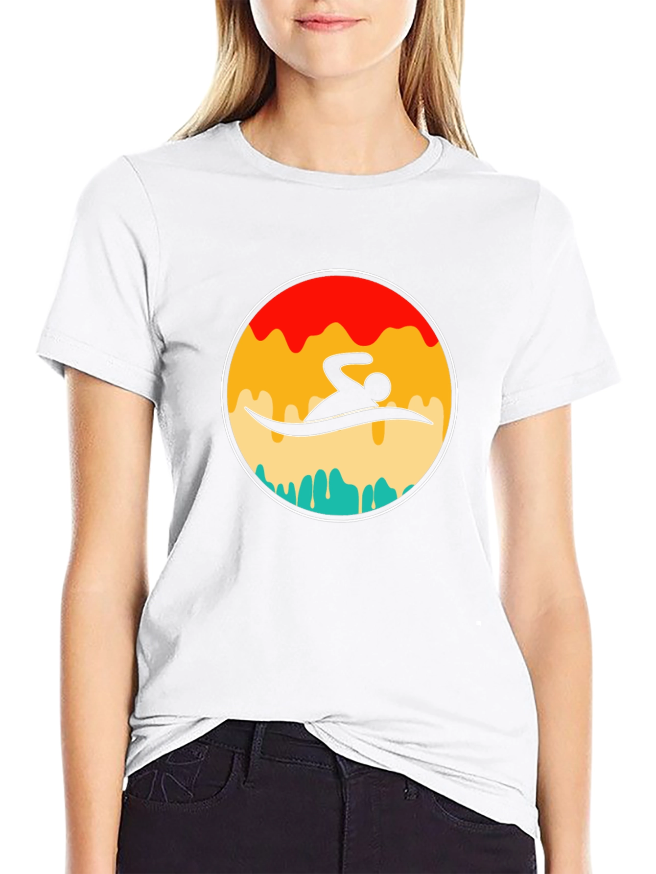 Swimmer Graphic Tee - Retro Style Black T-Shirt