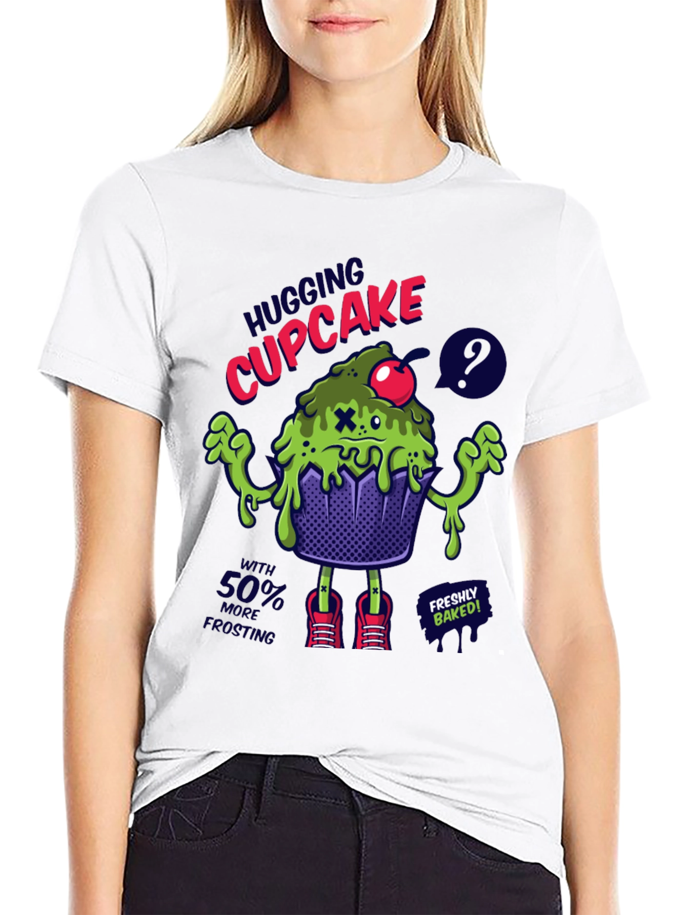Hugging Cupcake Graphic Tee - Novelty Design
