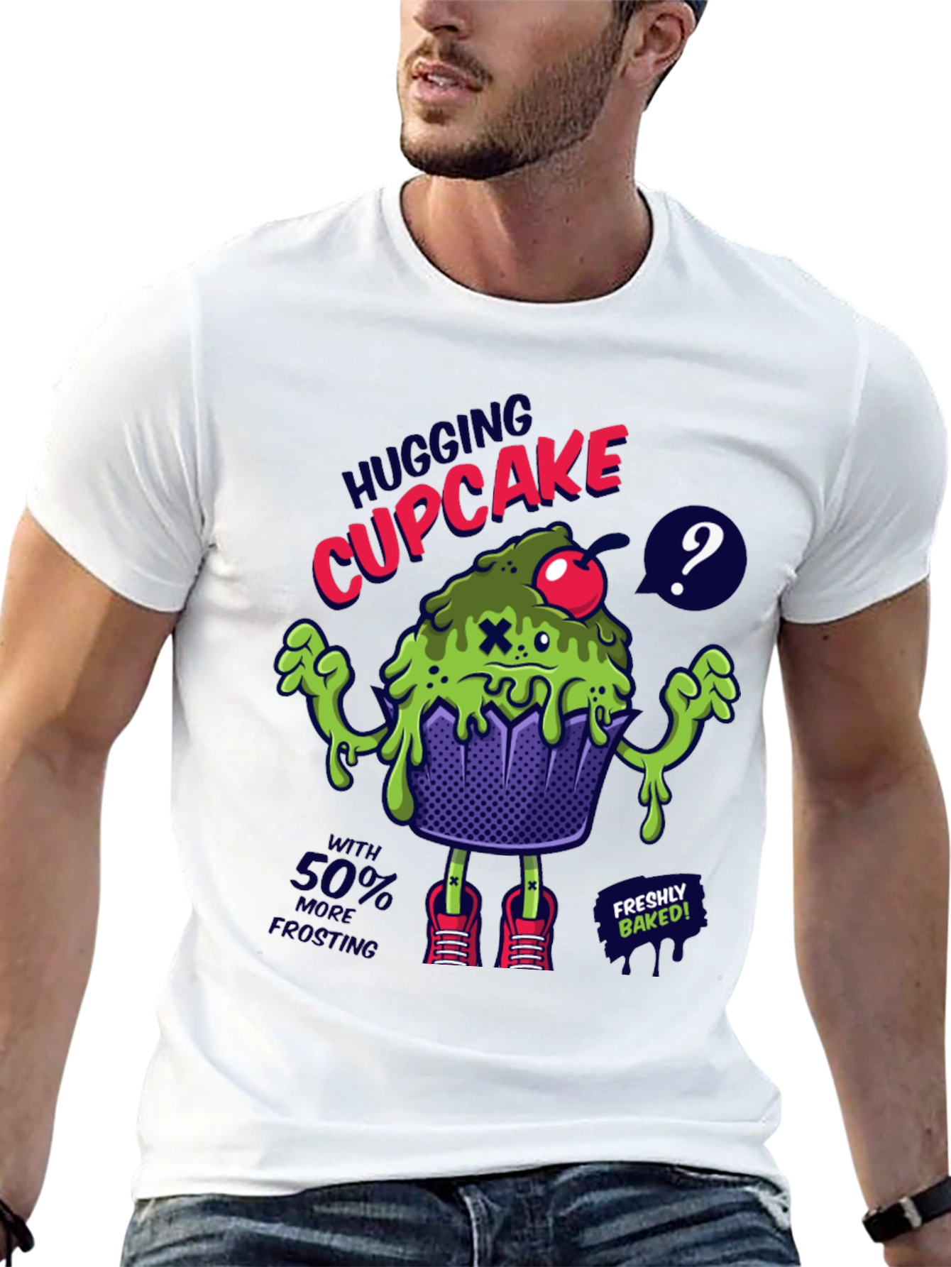 Hugging Cupcake Graphic Tee - Novelty Design