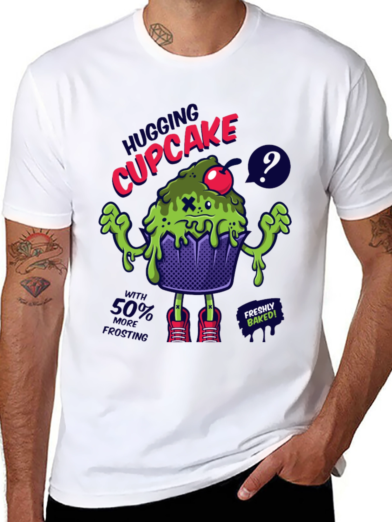 Hugging Cupcake Graphic Tee - Novelty Design
