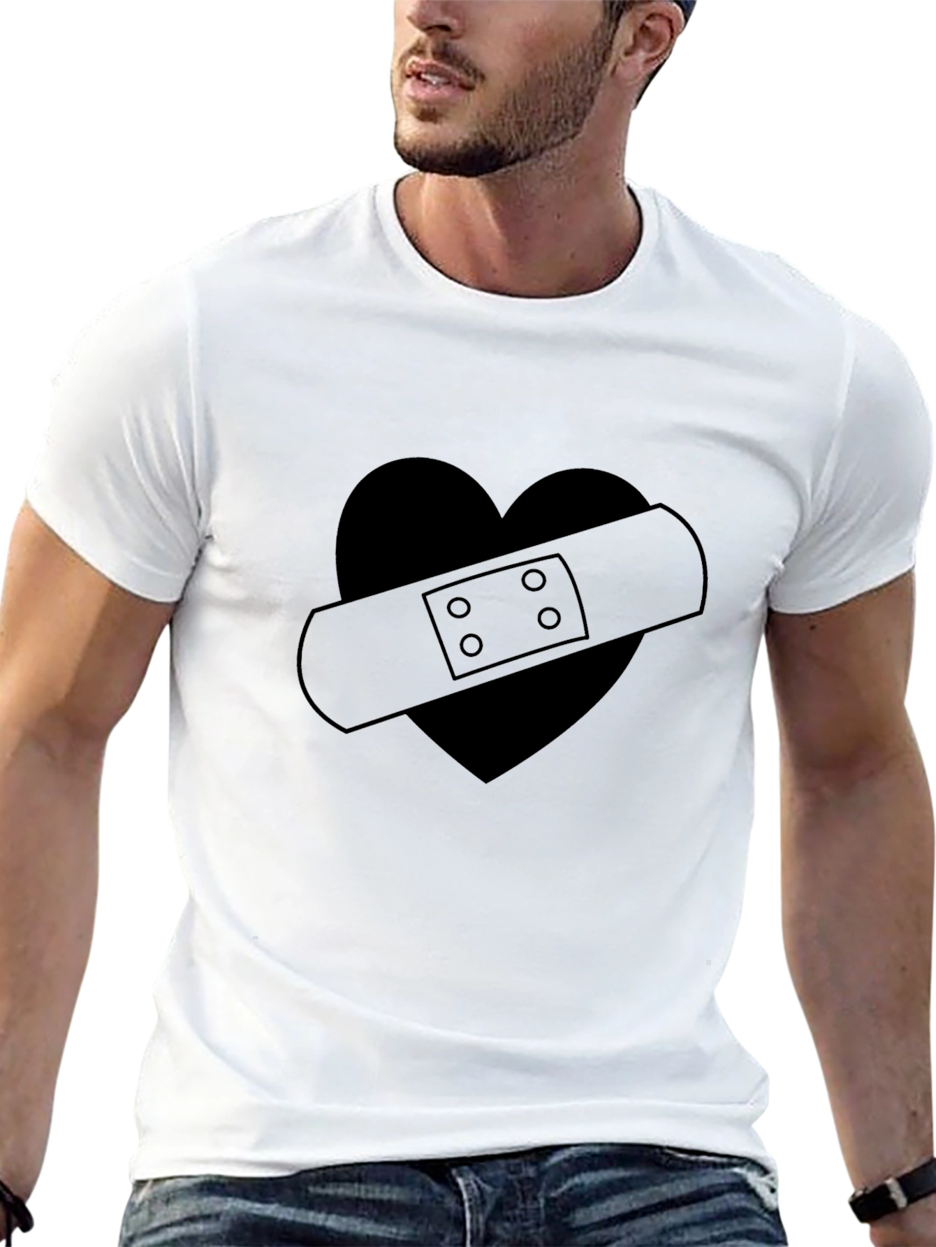 Broken Heart Bandage Graphic T-Shirt
