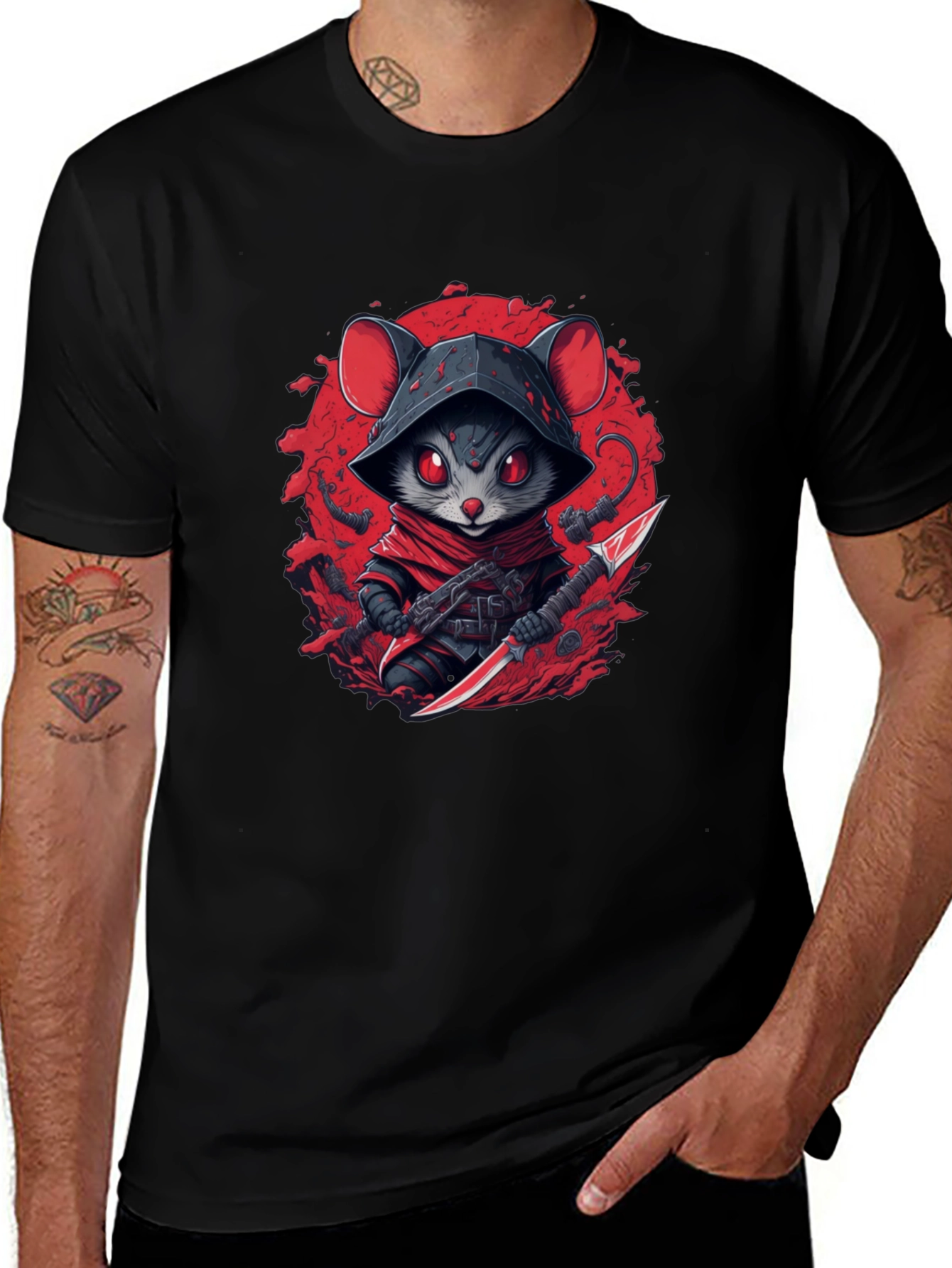 Ninja Mouse Graphic Tee - Cool Cartoon Animal T-Shirt