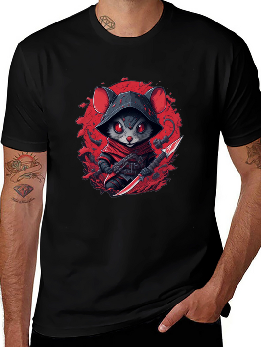 Ninja Mouse Graphic Tee - Cool Cartoon Animal T-Shirt