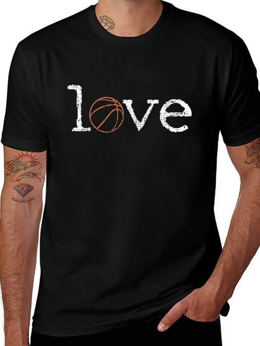 Basketball Love Graphic Tee - Black Cotton T-Shirt