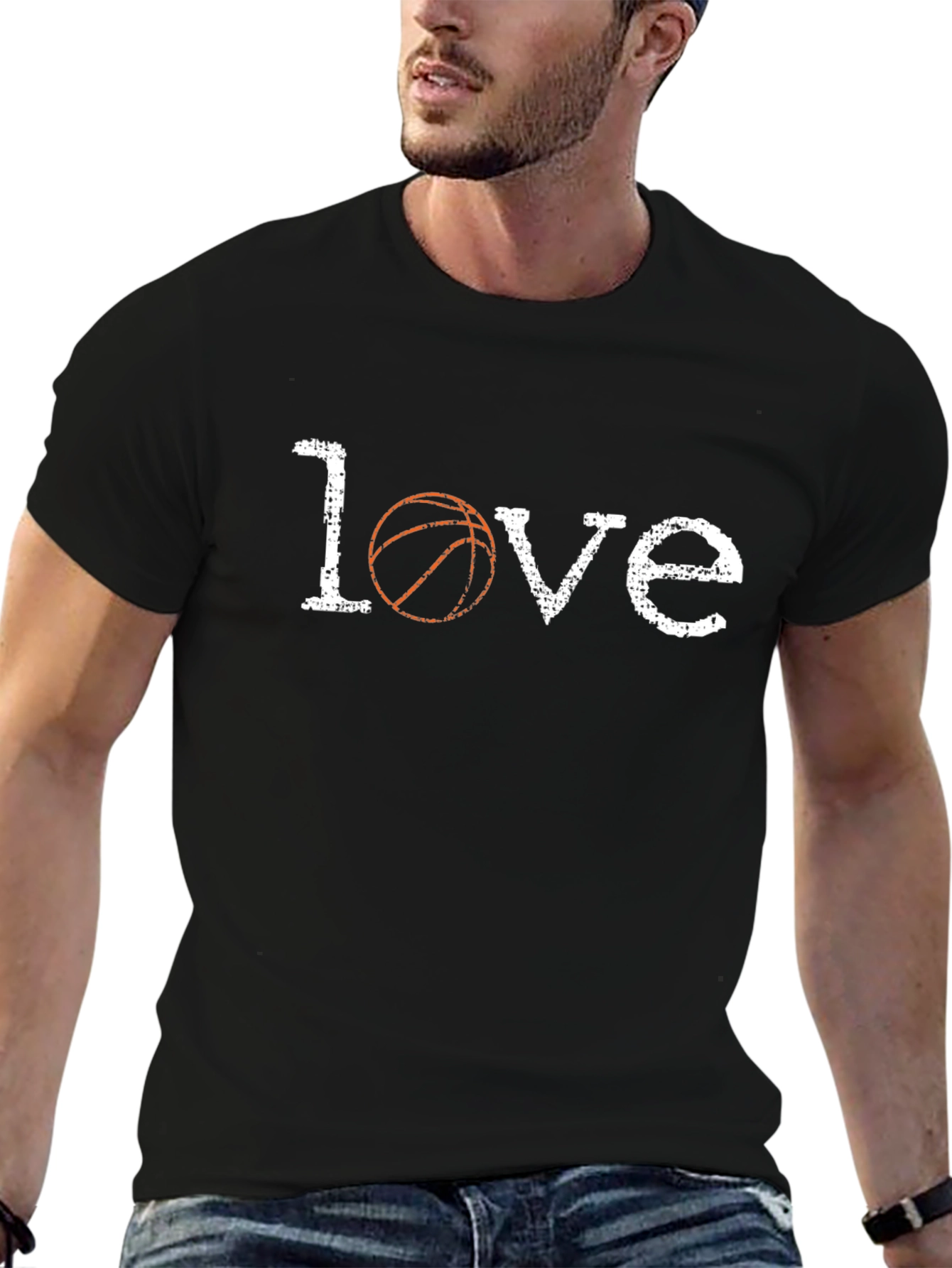 Basketball Love Graphic Tee - Black Cotton T-Shirt