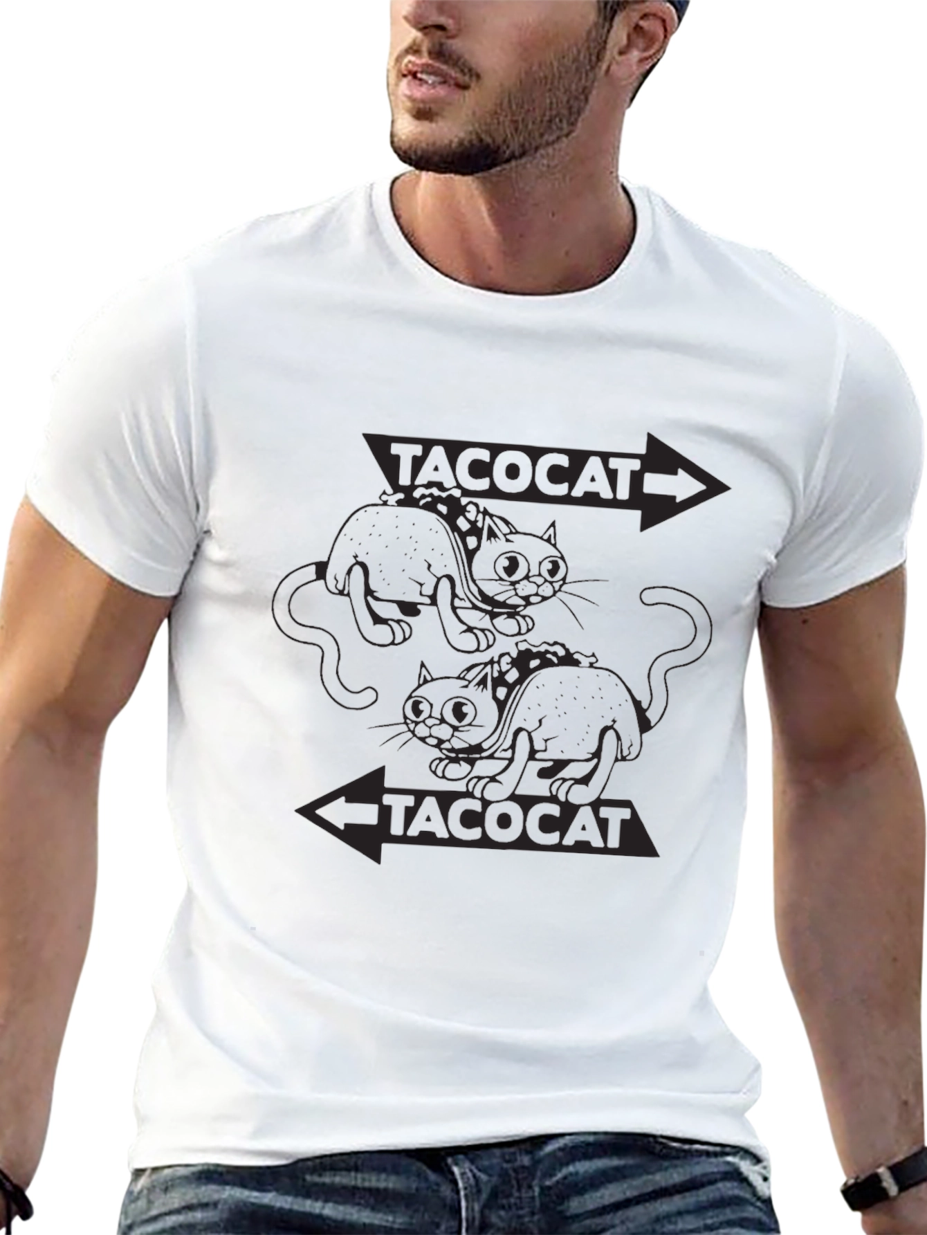 Tacocat Reversible Cat T-Shirt - Black