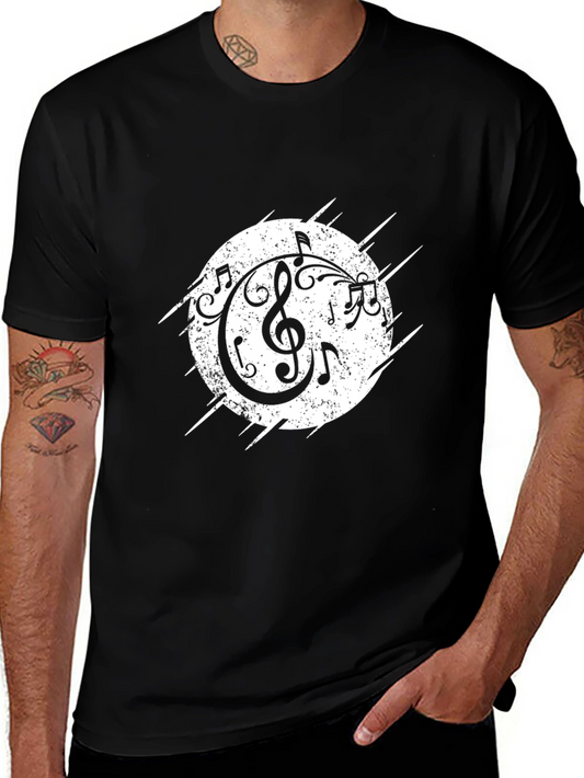 Musical Notes Graphic Black Tee