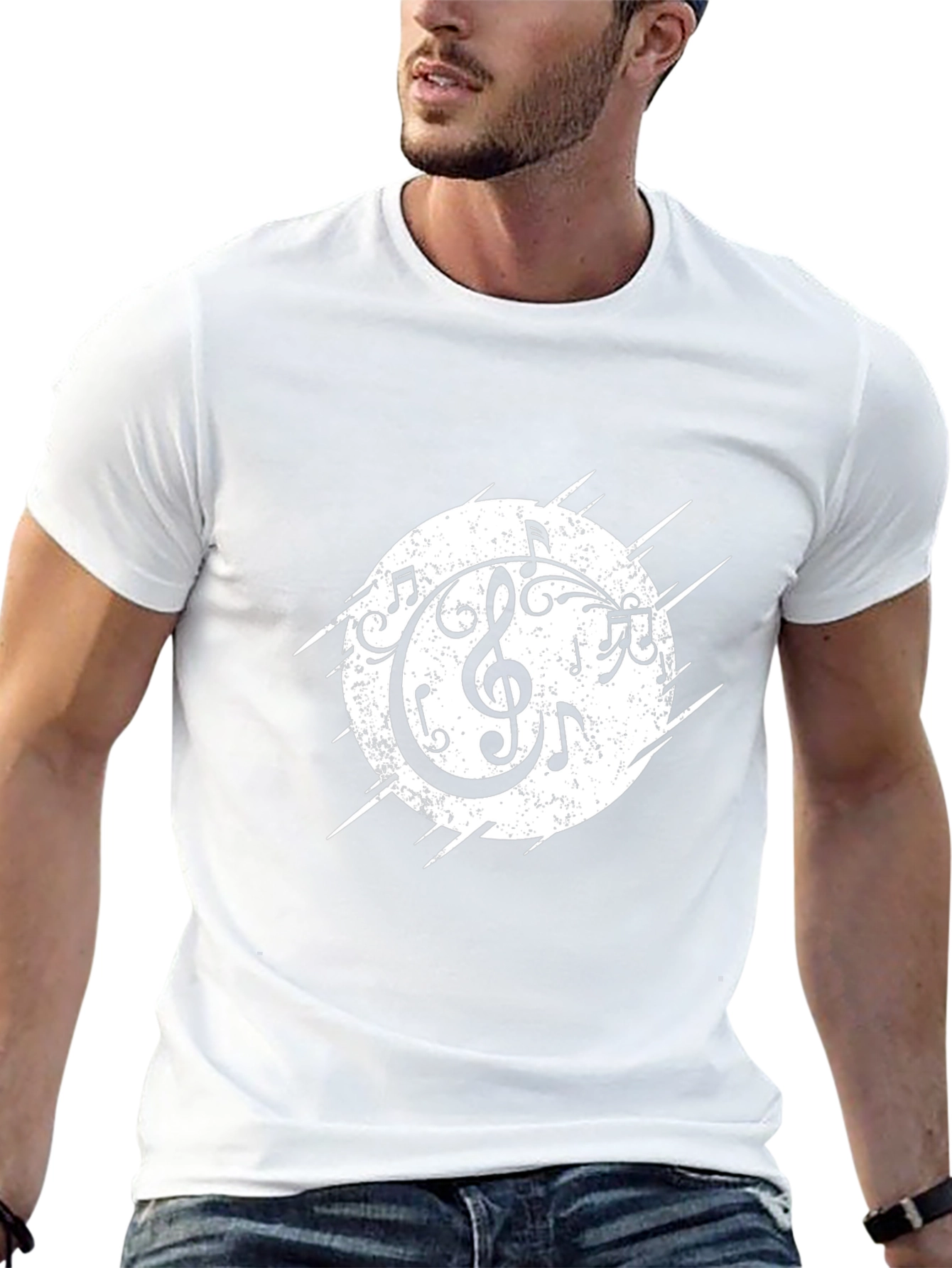 Musical Notes Graphic Black Tee
