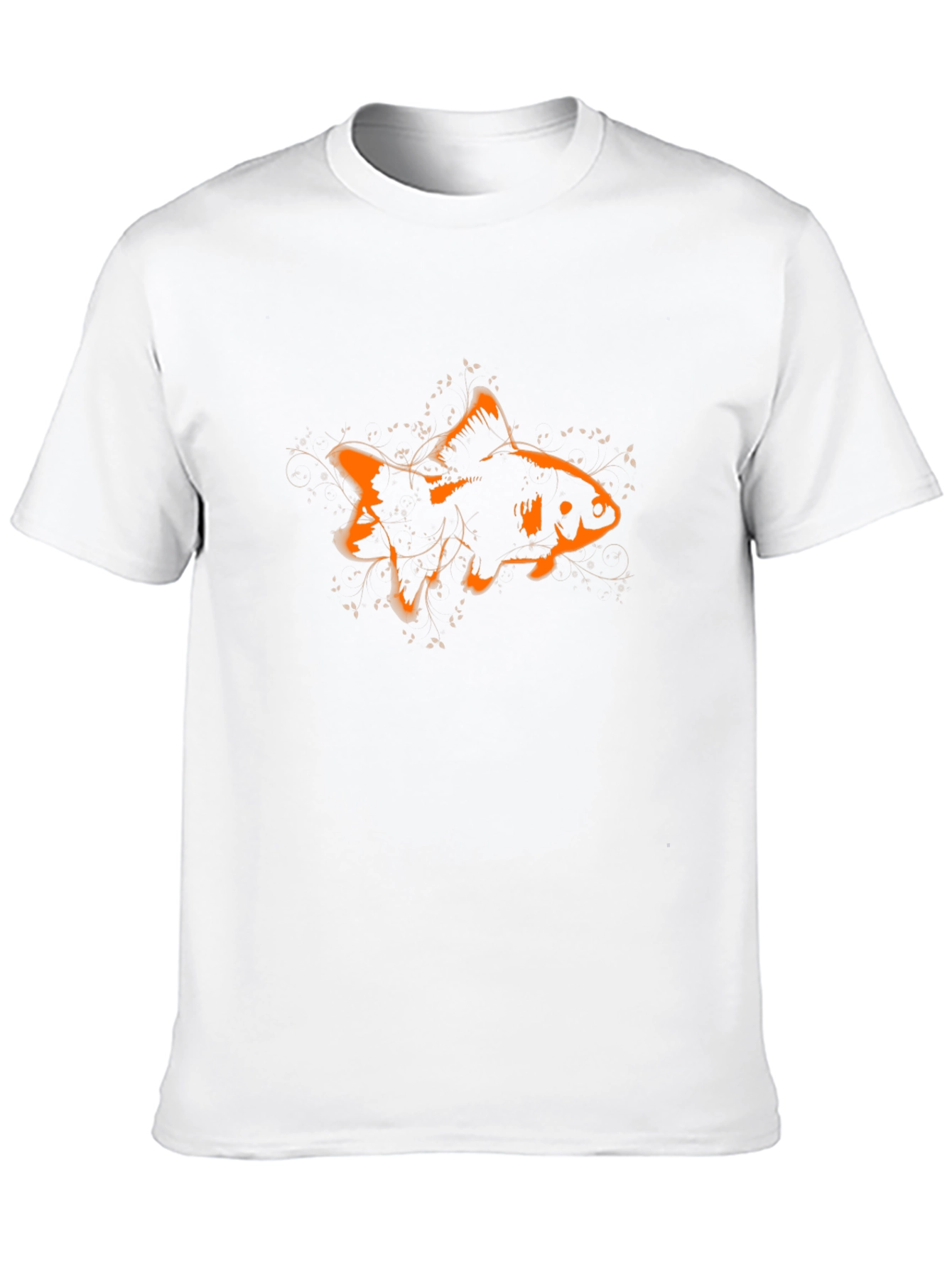 Stylish Black Tee with Orange Goldfish Graphic Print