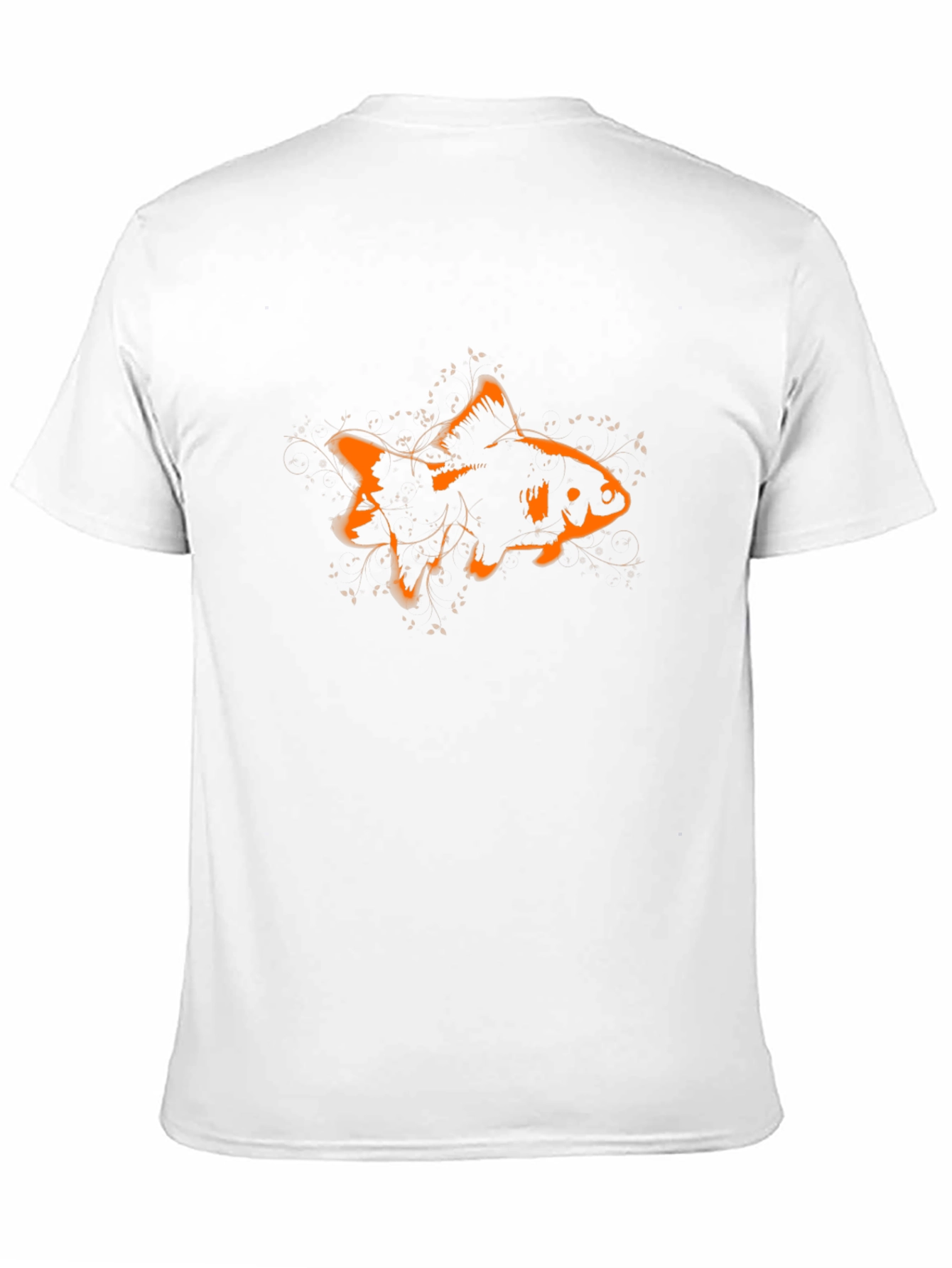 Stylish Black Tee with Orange Goldfish Graphic Print