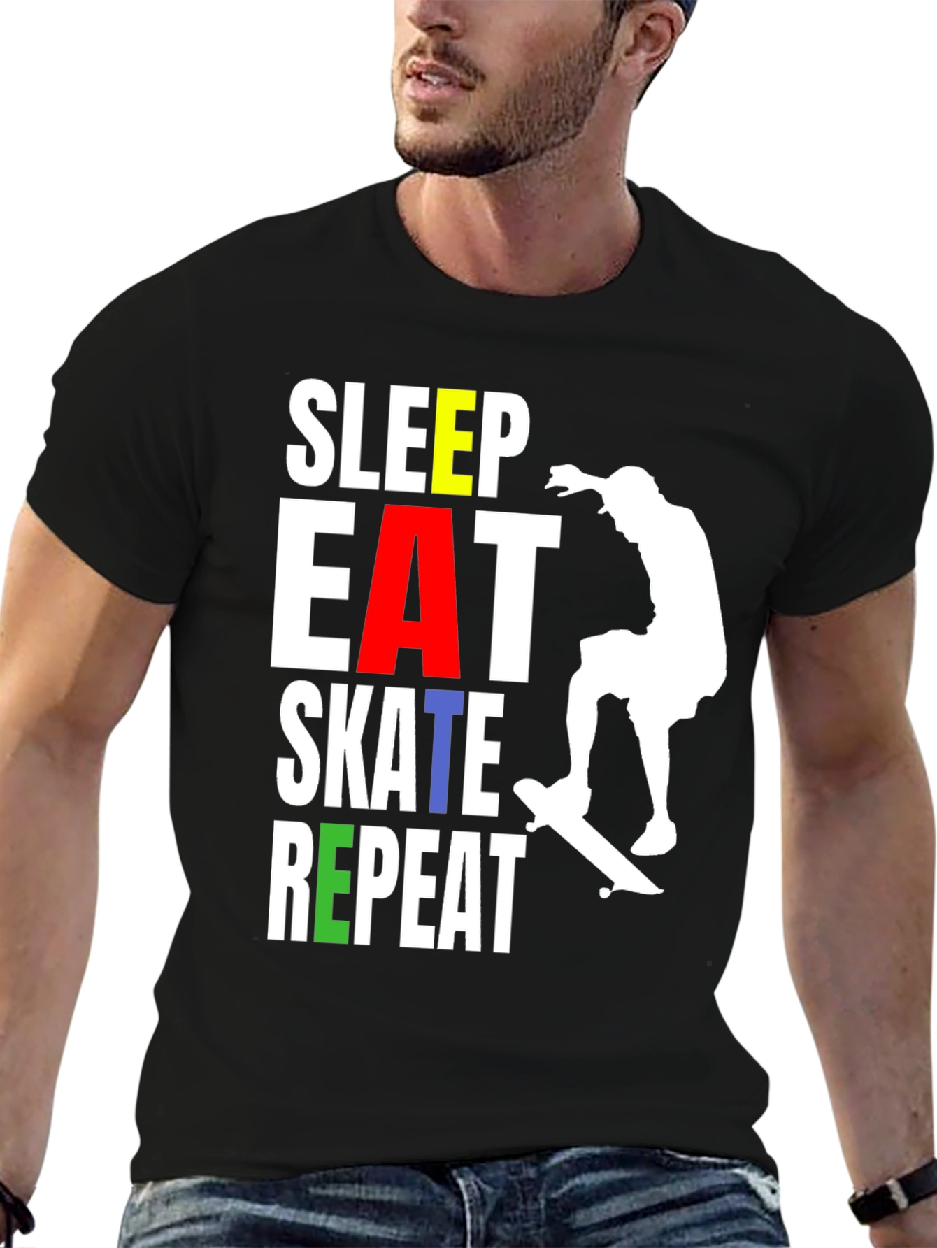 Skate Repeat T-Shirt - Stylish Skater Tee