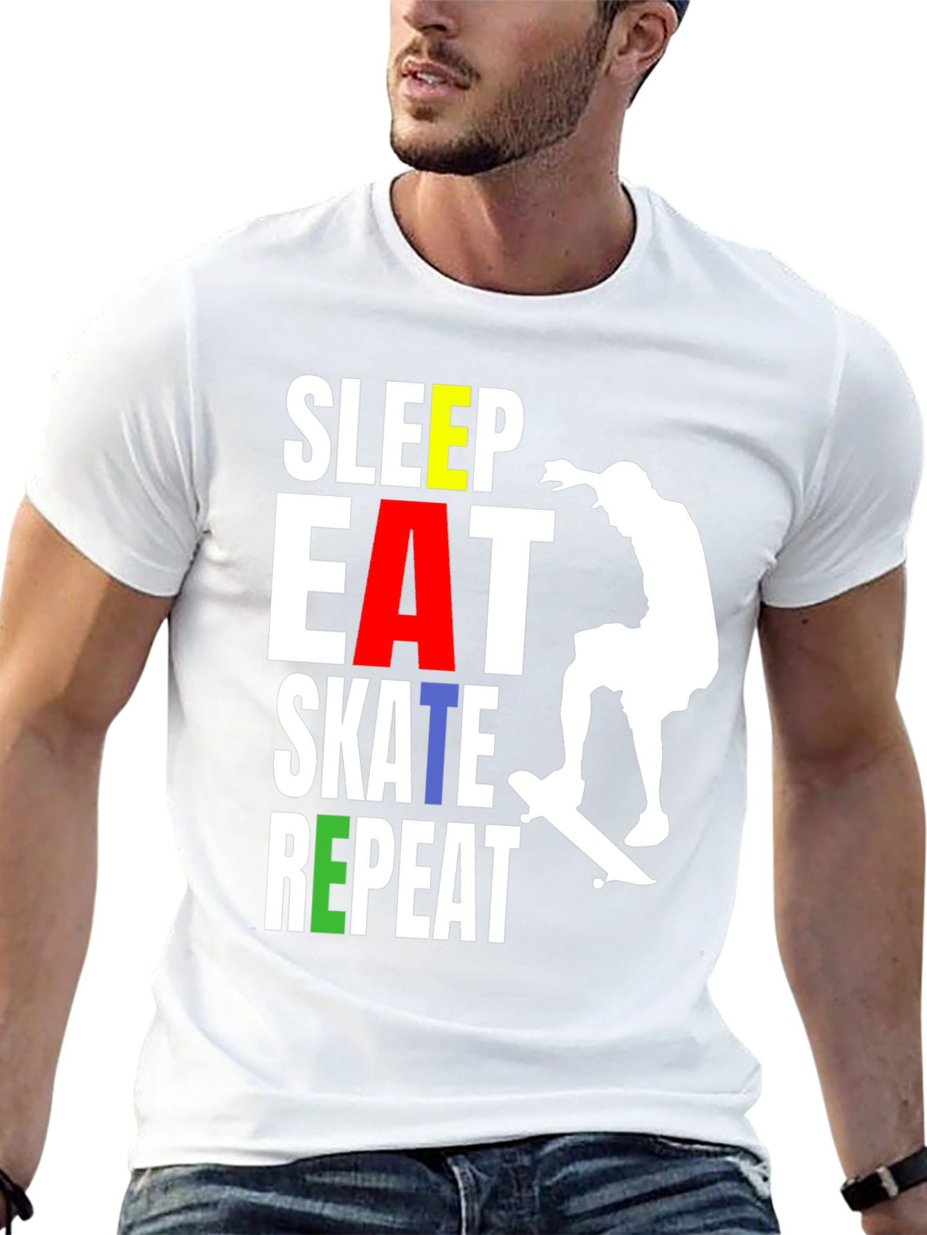 Skate Repeat T-Shirt - Stylish Skater Tee