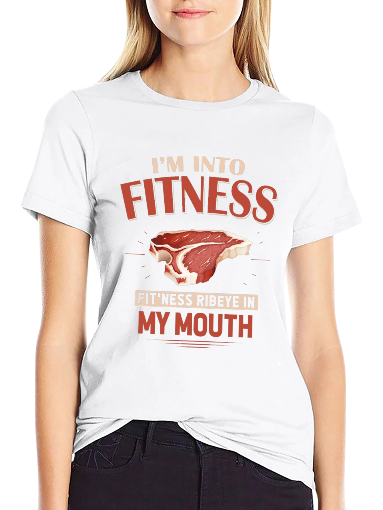 Funny Fitness Ribeye in My Mouth Graphic T-Shirt