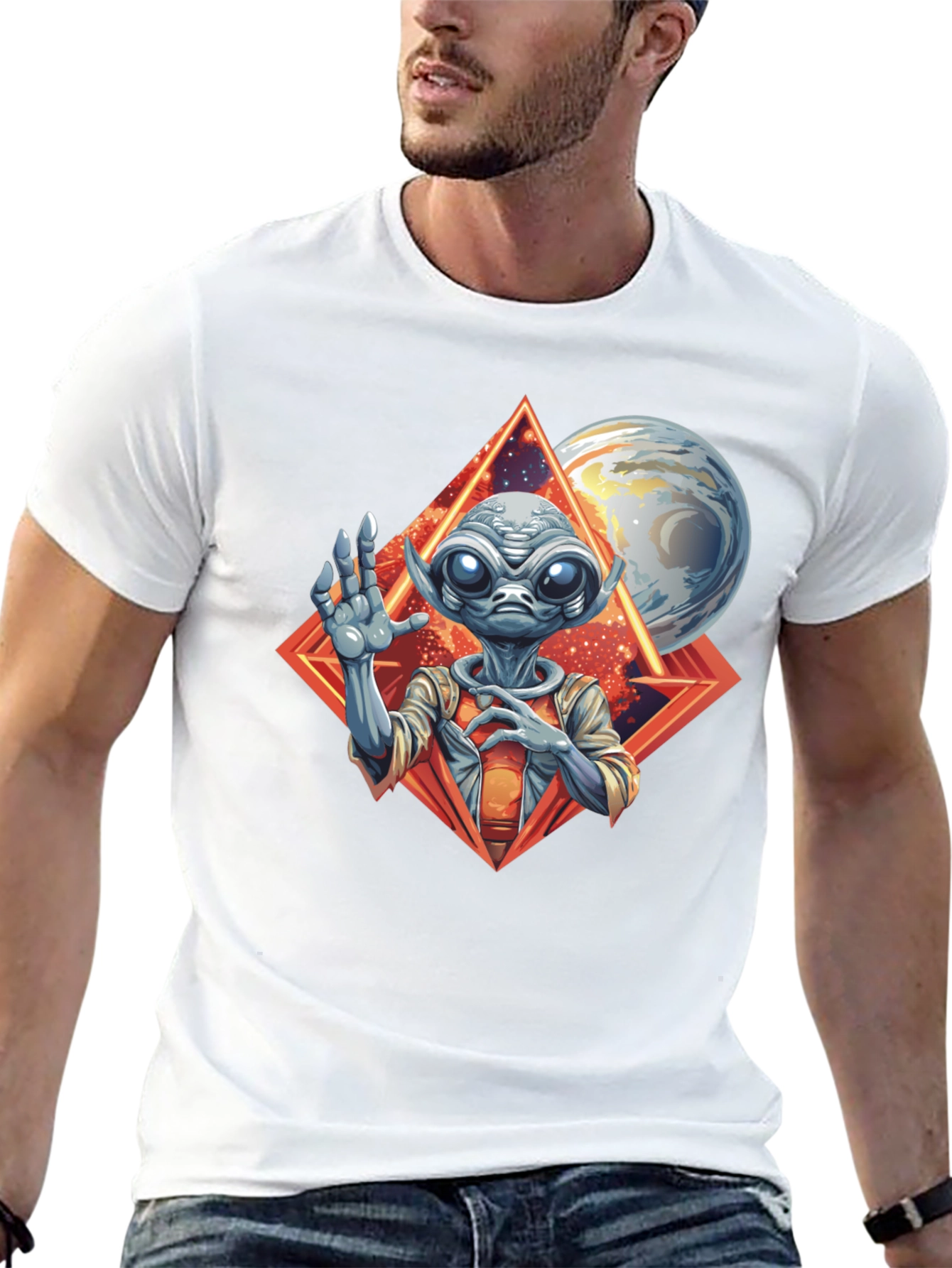 Alien Graphic Print Black T-Shirt