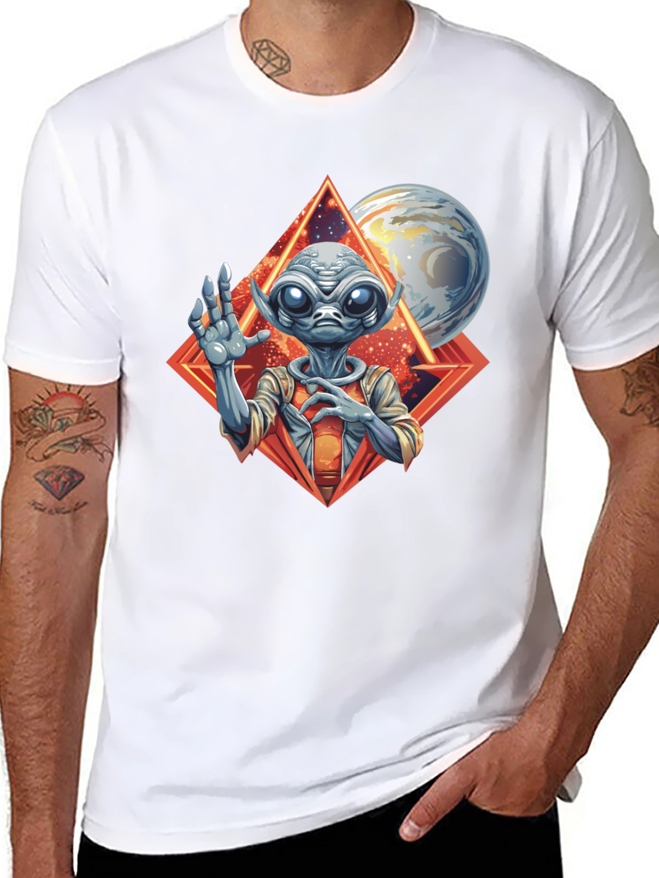 Alien Graphic Print Black T-Shirt