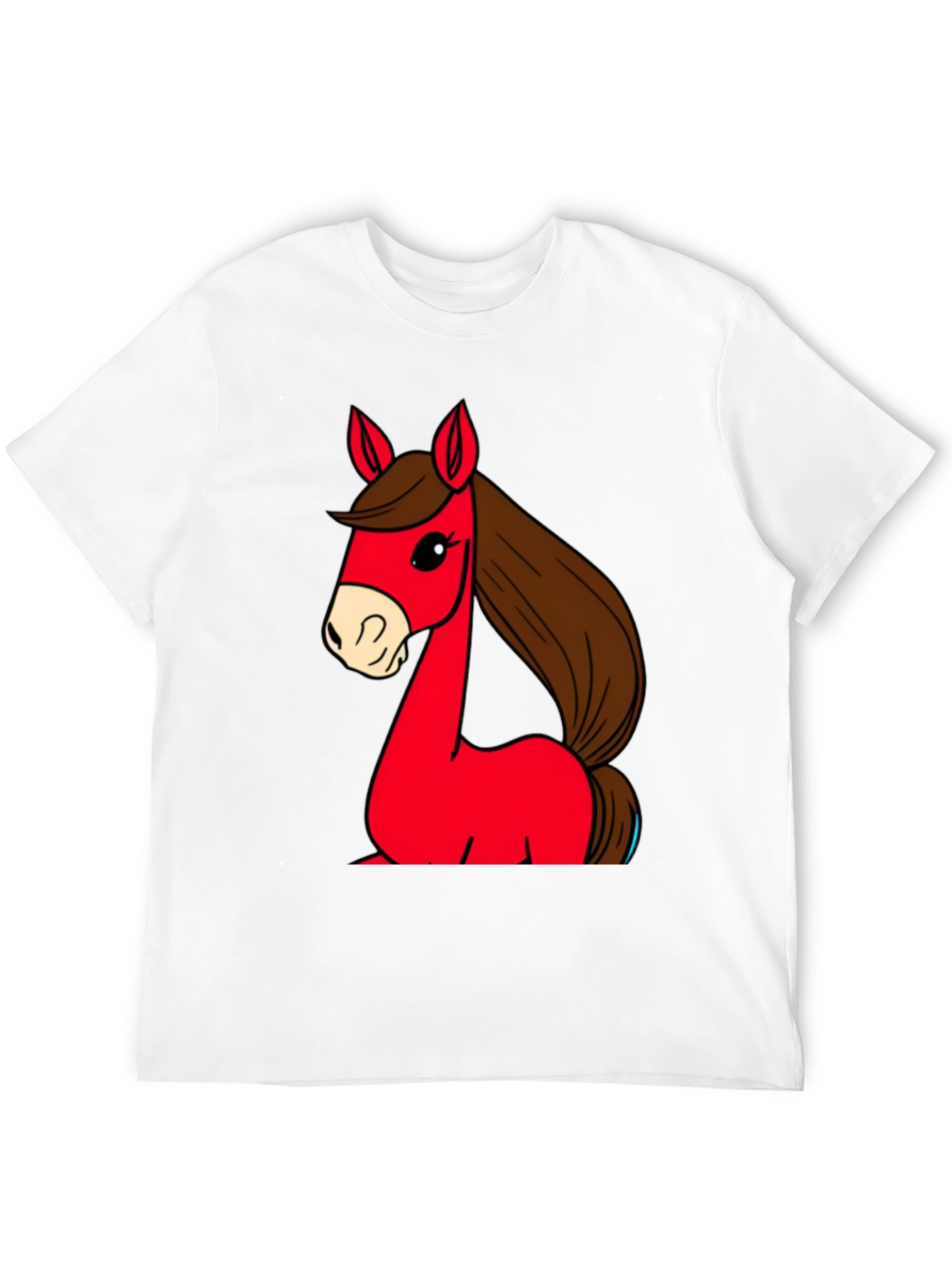 Cartoon Horse Graphic Tee - Unisex Black T-Shirt