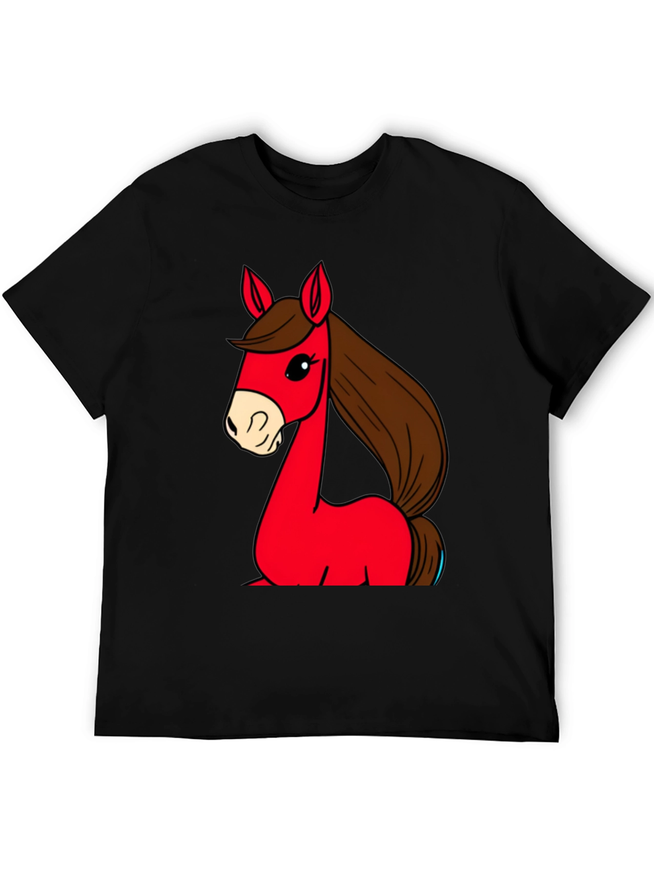 Cartoon Horse Graphic Tee - Unisex Black T-Shirt