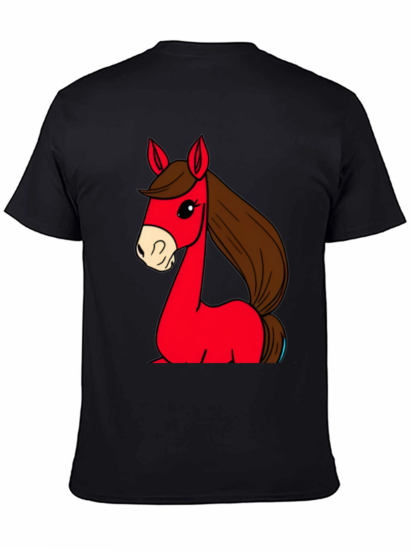 Cartoon Horse Graphic Tee - Unisex Black T-Shirt