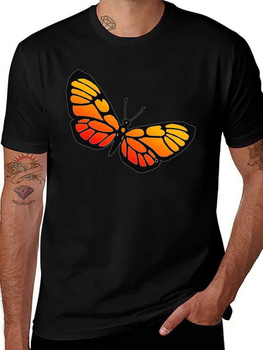 Butterfly Graphic Tee - Bold Orange and Yellow Design