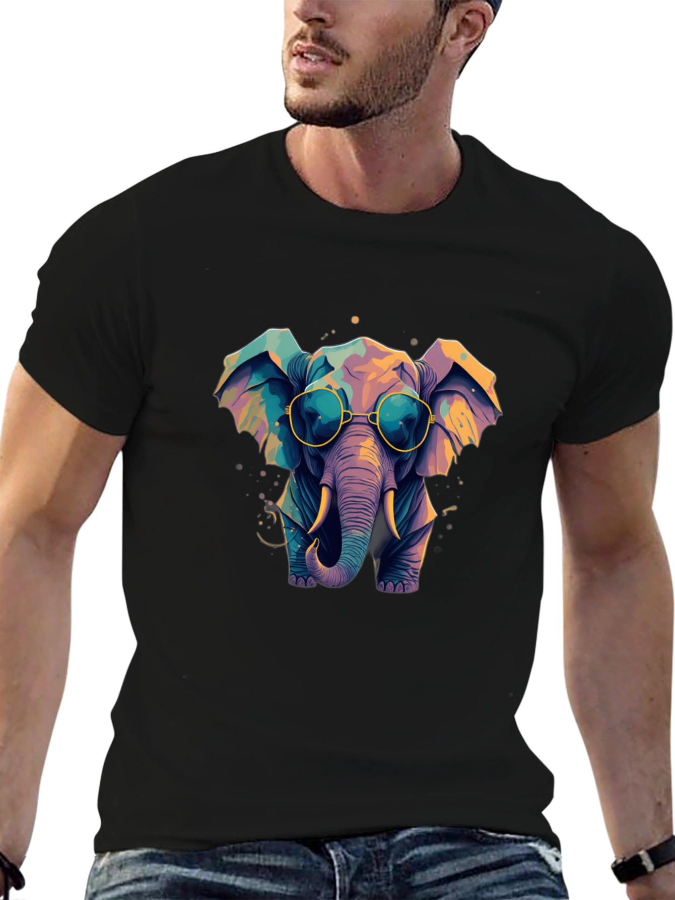 Cool Elephant Graphic Tee - Black