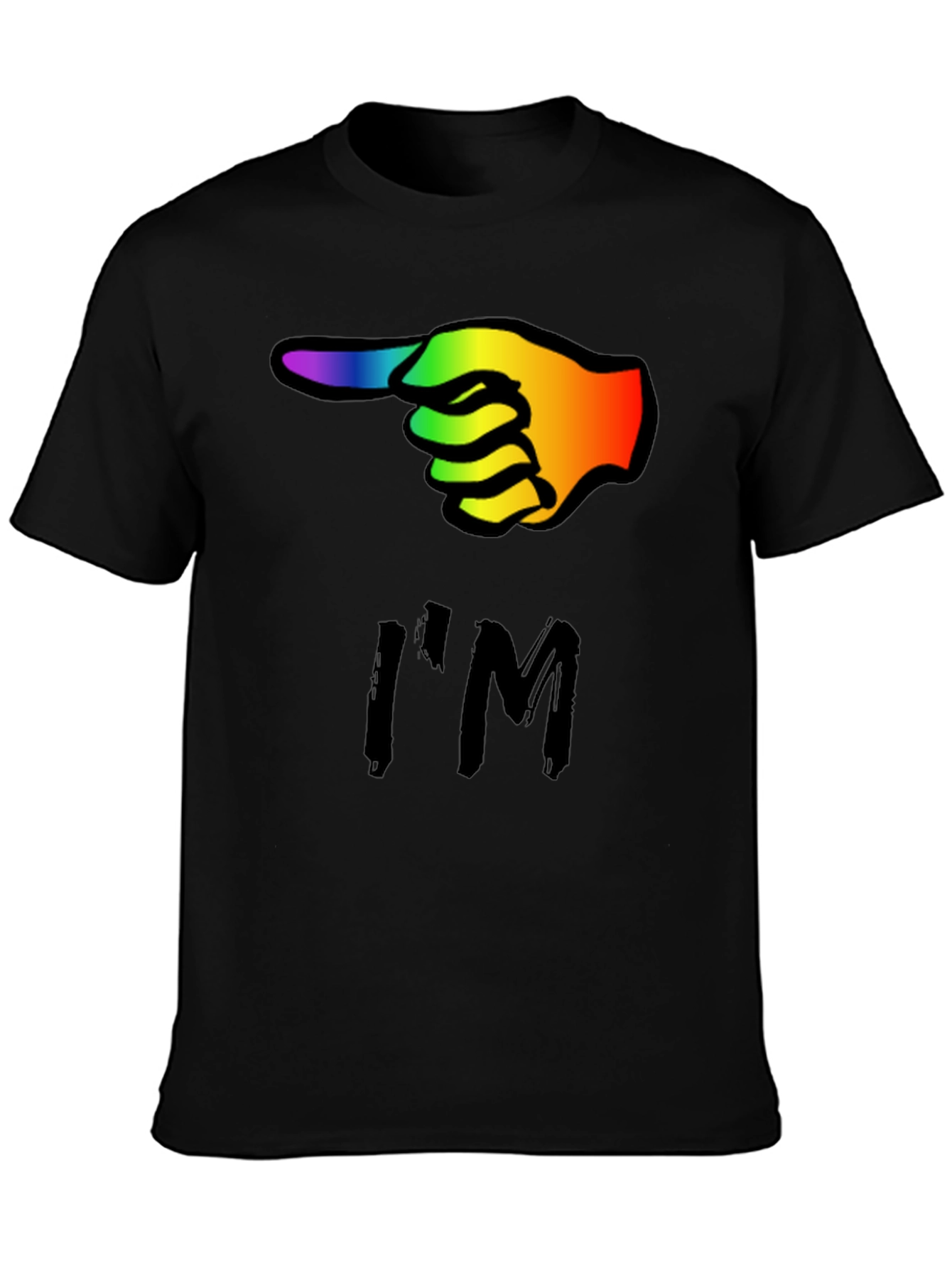 Rainbow Finger Pointing T-Shirt - Black Cotton Tee
