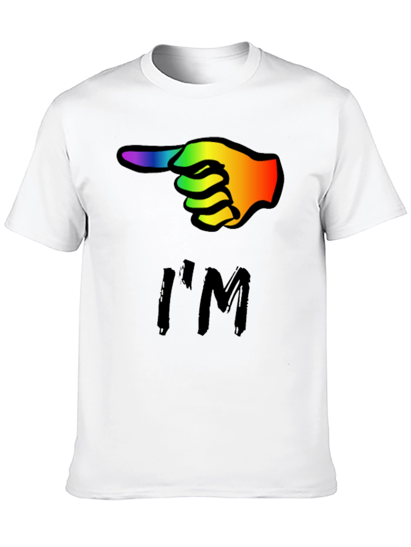 Rainbow Finger Pointing T-Shirt - Black Cotton Tee