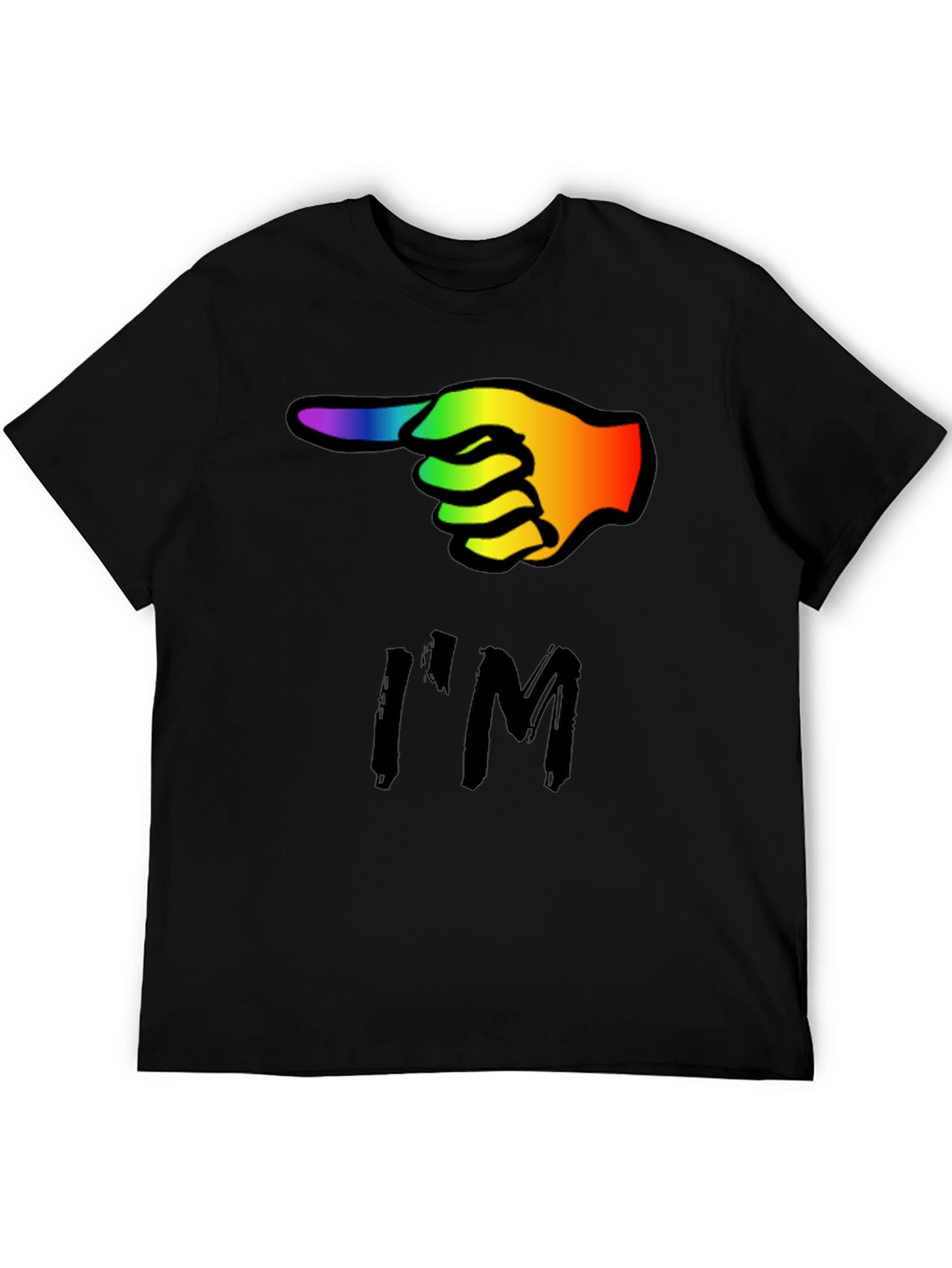 Rainbow Finger Pointing T-Shirt - Black Cotton Tee