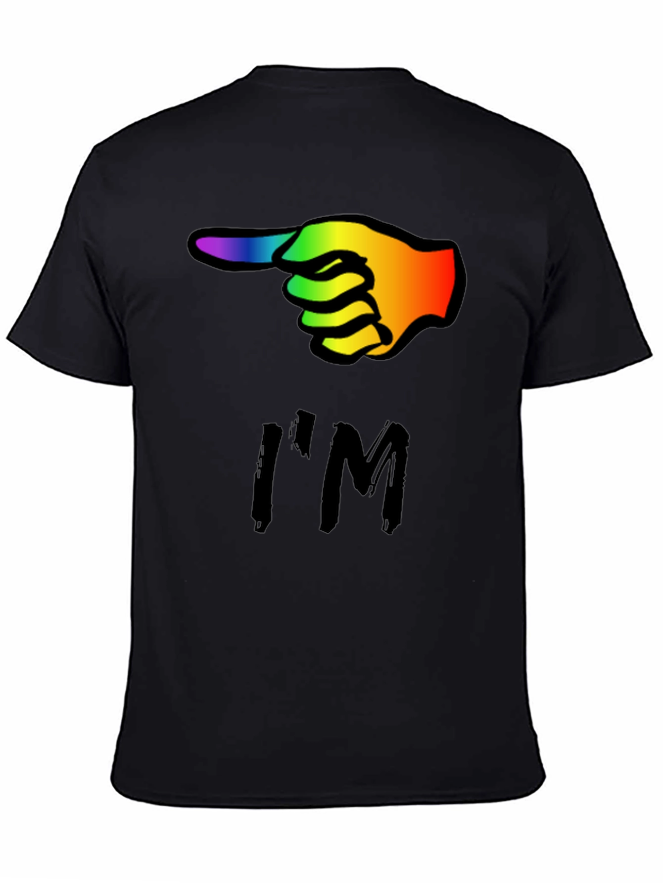 Rainbow Finger Pointing T-Shirt - Black Cotton Tee