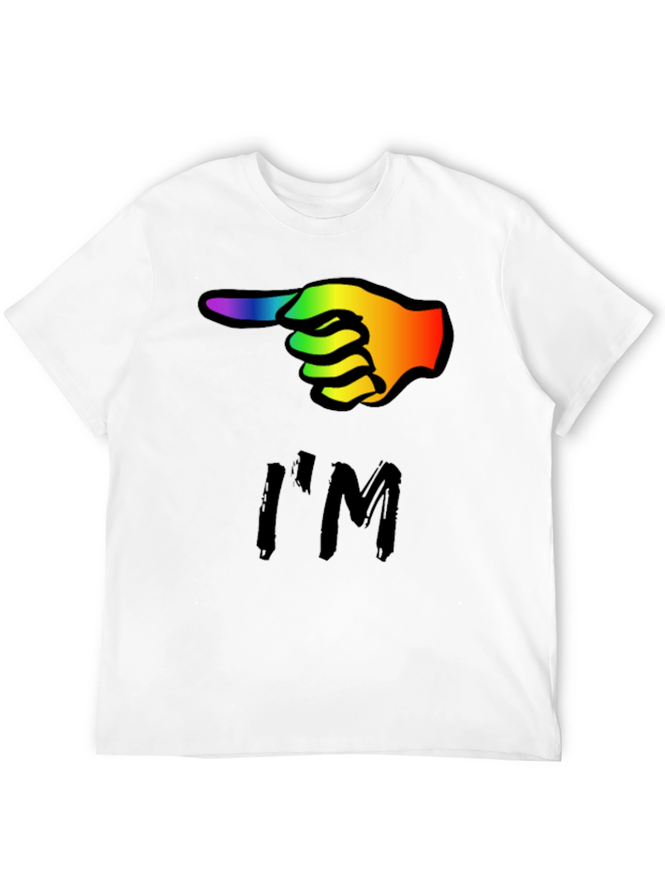 Rainbow Finger Pointing T-Shirt - Black Cotton Tee