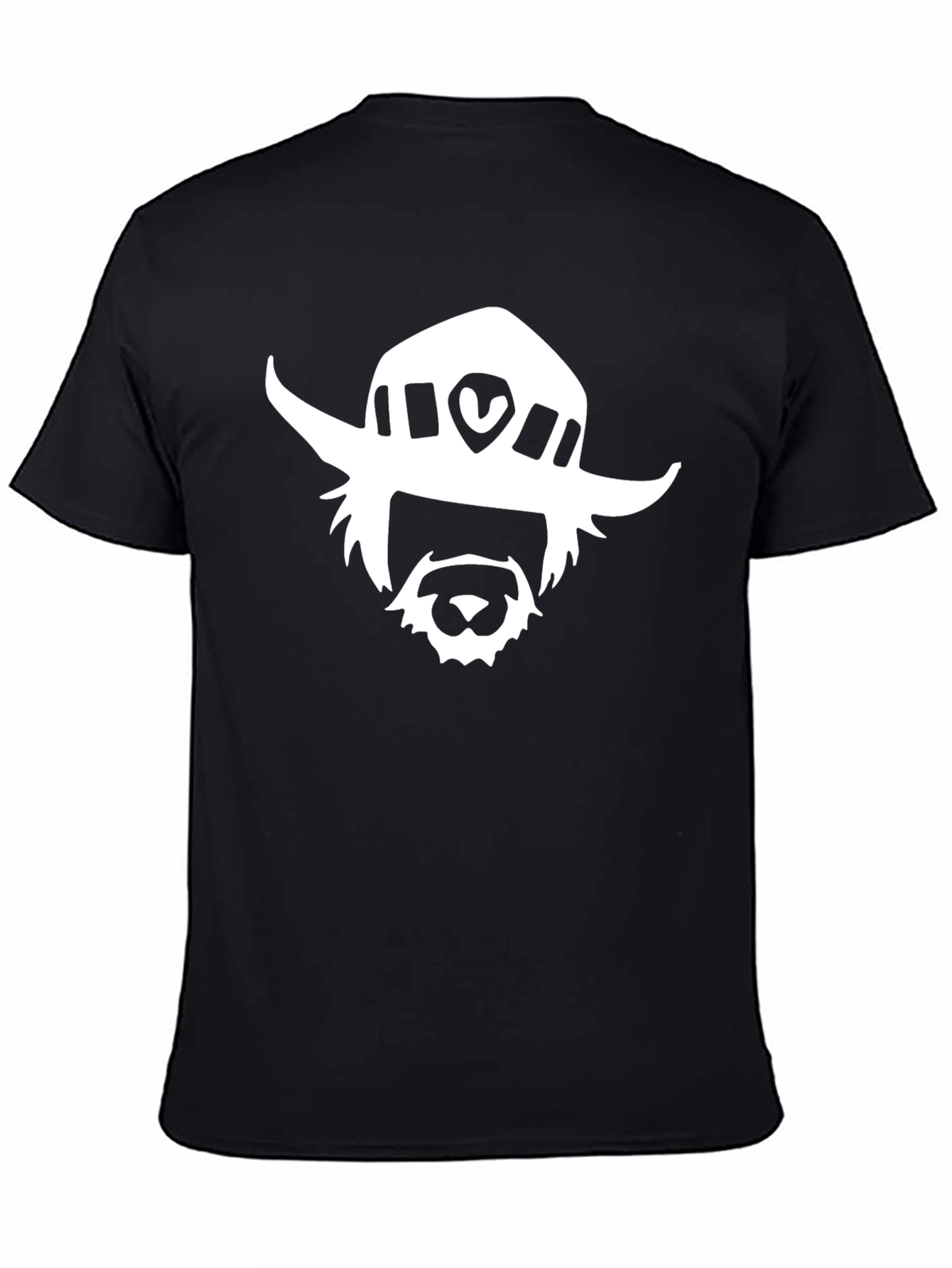 Black T-Shirt with White Cartoon Face Graphic