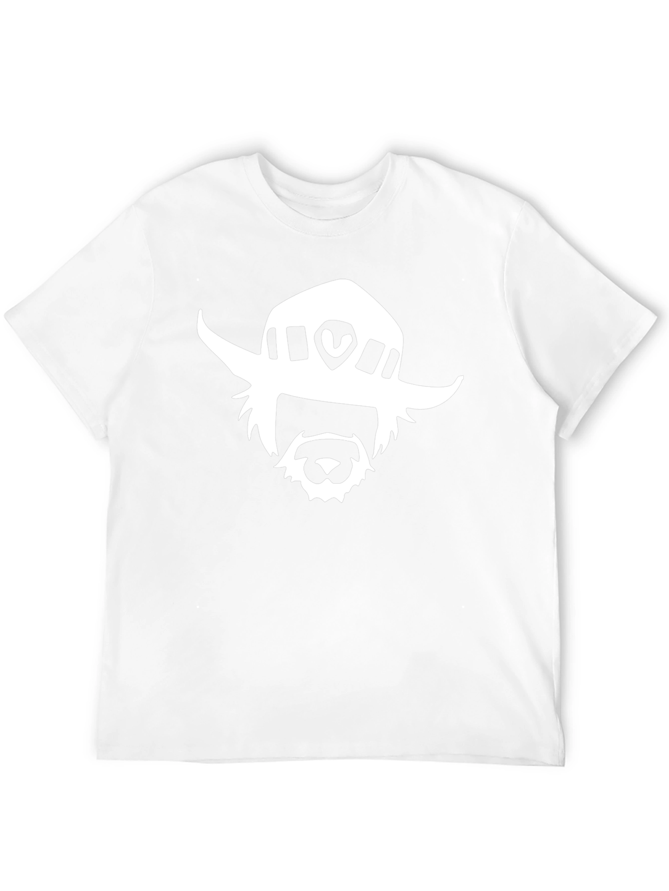 Black T-Shirt with White Cartoon Face Graphic