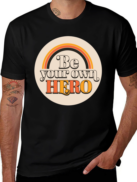 Be Your Own Hero Graphic Tee - Retro Style Black T-Shirt