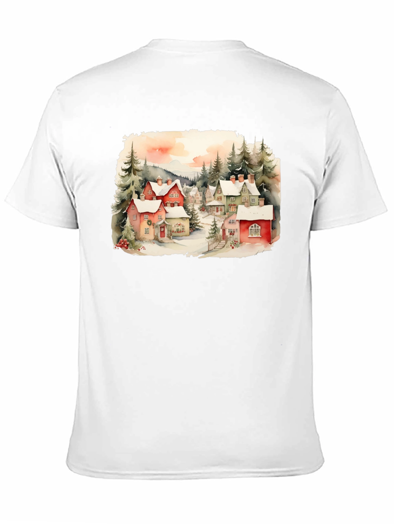 Watercolor Winter Village T-Shirt