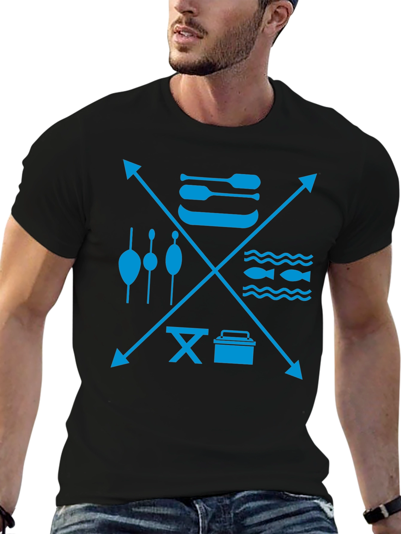 Fishing & Outdoor Adventure Graphic Tee - Black